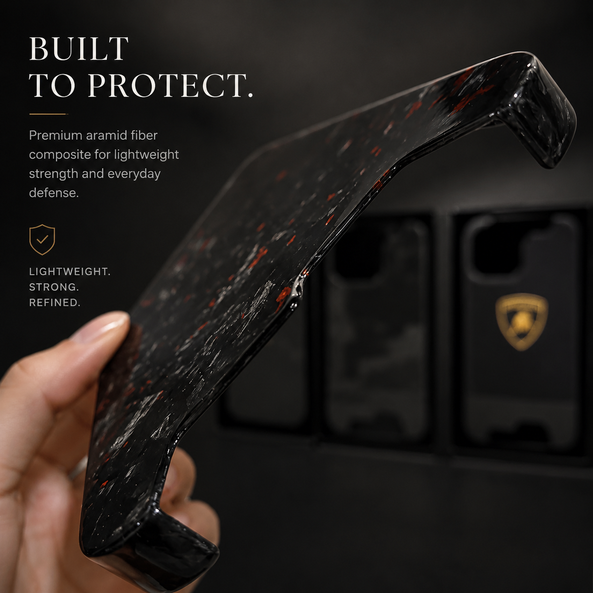 Premium iPhone Case Aramid Carbon Fiber MagSafe Compatible Ultra Thin Glossy Forged Cover Shockproof Lightweight Half Wrapped Slim Design