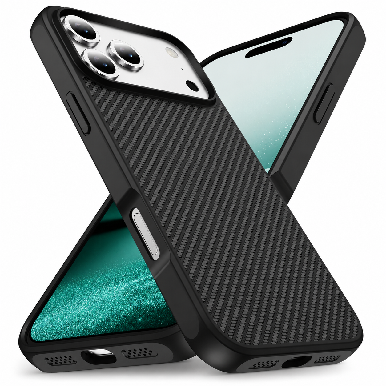 Premium iPhone Case Carbon Fiber Protective Cover Shockproof Drop Resistant Anti Fingerprint Non Slip Scratch Resistant Slim Full Coverage Design