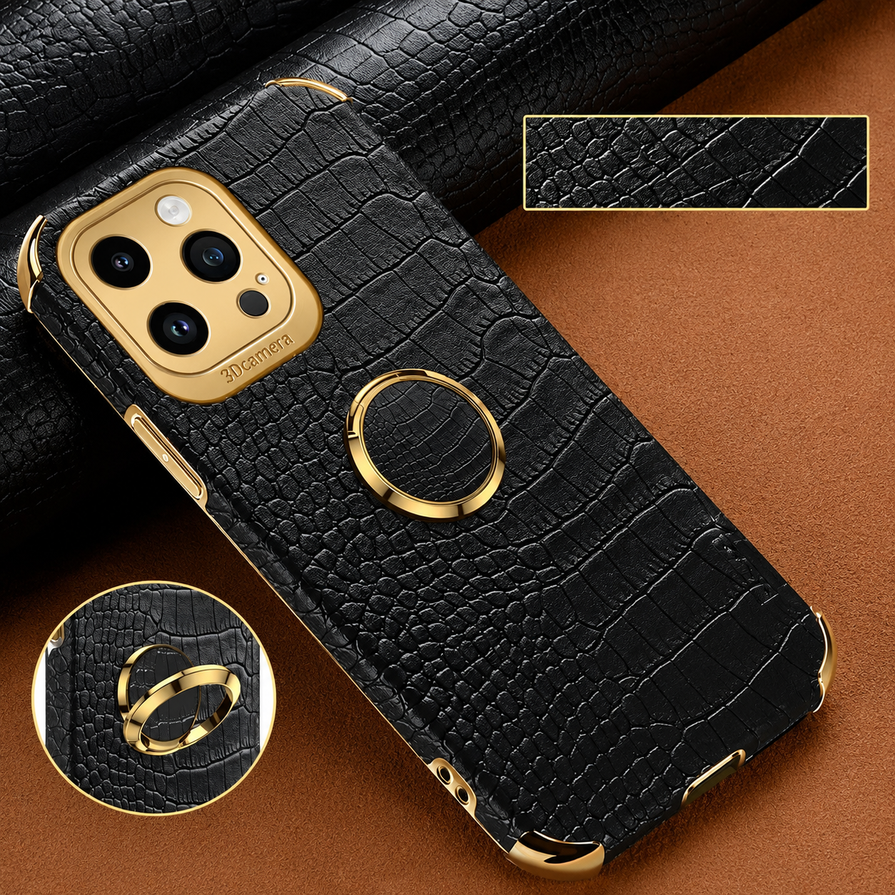 Premium iPhone Case Crocodile Leather Silicone Magnetic Car Mount Compatible Protective Cover Anti Scratch Full Coverage Slim Luxury Design
