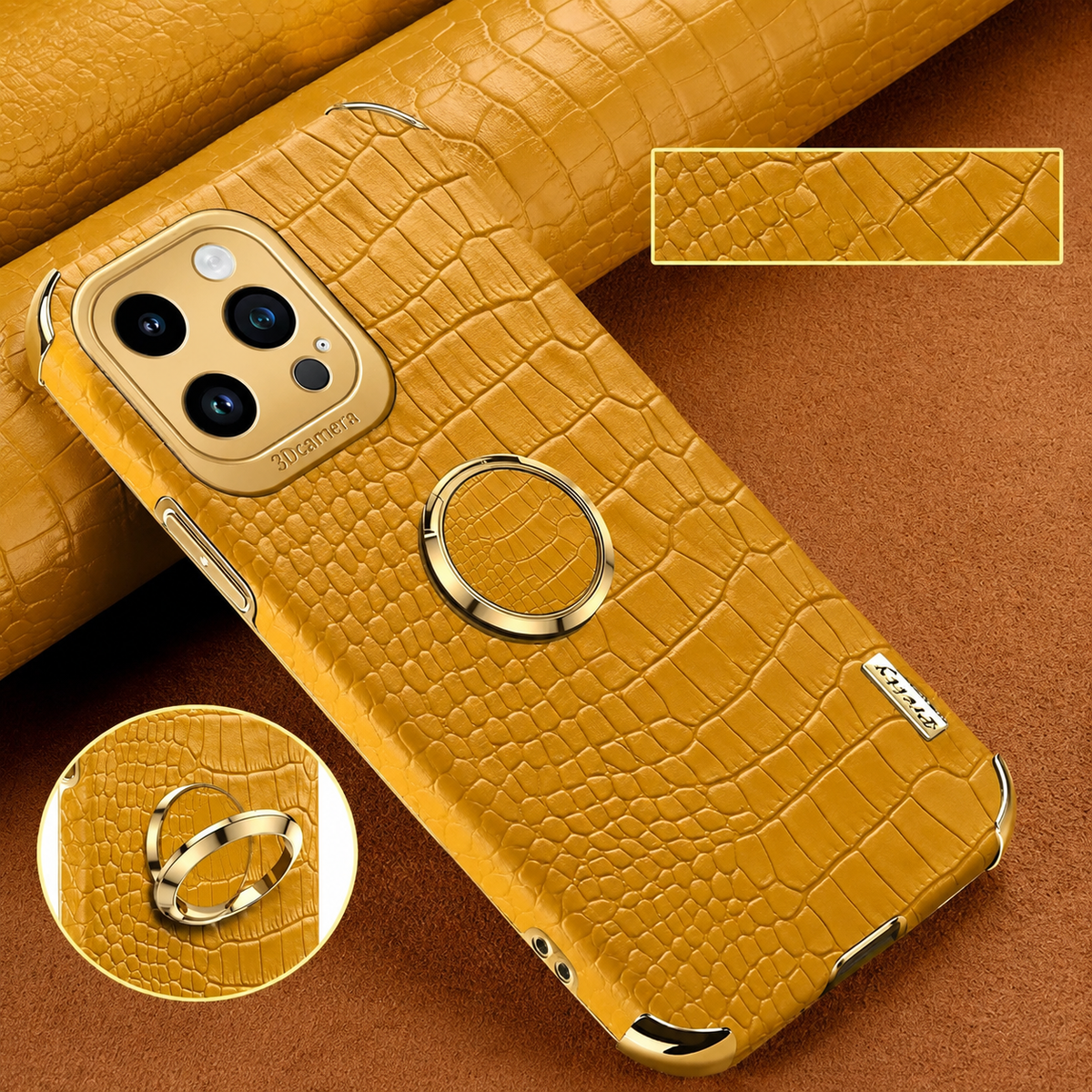 Premium iPhone Case Crocodile Leather Silicone Magnetic Car Mount Compatible Protective Cover Anti Scratch Full Coverage Slim Luxury Design
