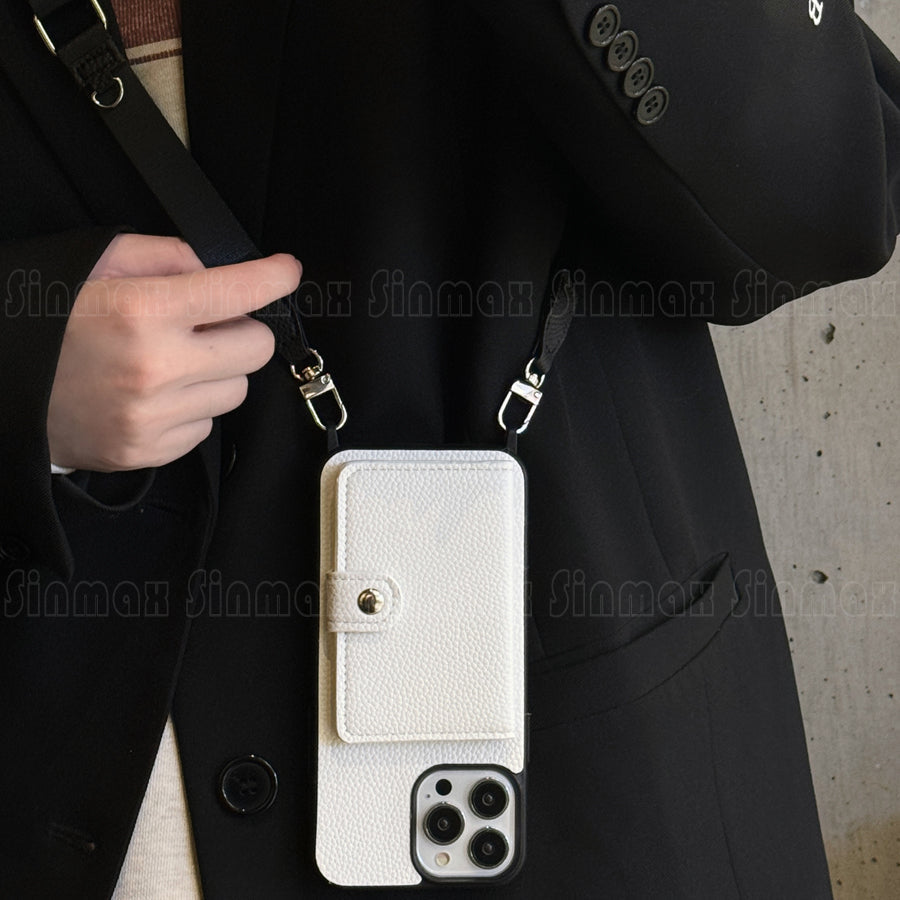 Premium iPhone Case Crossbody Wallet Cover PU Leather RFID Card Holder Coin Pocket Magnetic Closure Shoulder Strap Shockproof Full Protection Slim Design