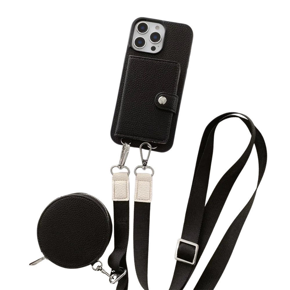 Premium iPhone Case Crossbody Wallet Cover PU Leather RFID Card Holder Coin Pocket Magnetic Closure Shoulder Strap Shockproof Full Protection Slim Design