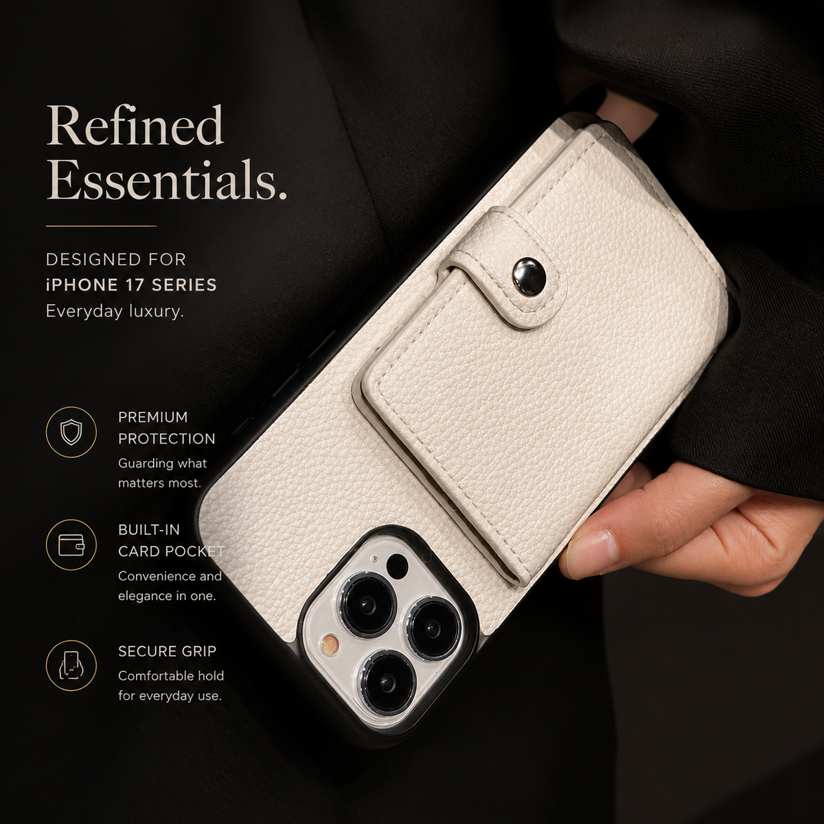 Premium iPhone Case Crossbody Wallet PU Leather RFID Card Holder Coin Pocket Shoulder Strap Magnetic Closure Shockproof Slim Protective Design