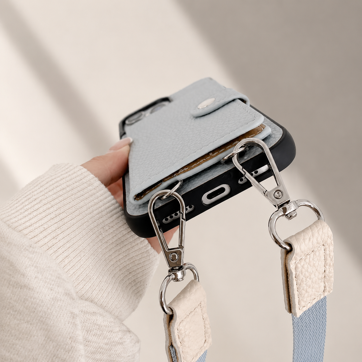 Premium iPhone Case Crossbody Wallet PU Leather RFID Card Holder Coin Pocket Shoulder Strap Magnetic Closure Shockproof Slim Protective Design