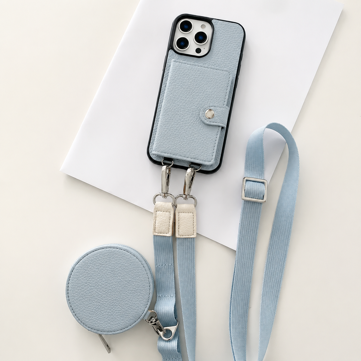 Premium iPhone Case Crossbody Wallet PU Leather RFID Card Holder Coin Pocket Shoulder Strap Magnetic Closure Shockproof Slim Protective Design