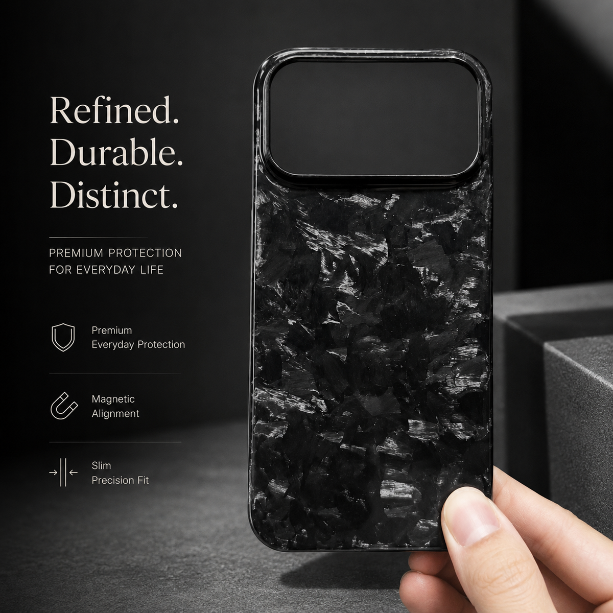 Premium iPhone Case Forged Carbon Fiber Cover Ultra Slim Lightweight Anti Fingerprint Non Slip Scratch Resistant Business Protective Design
