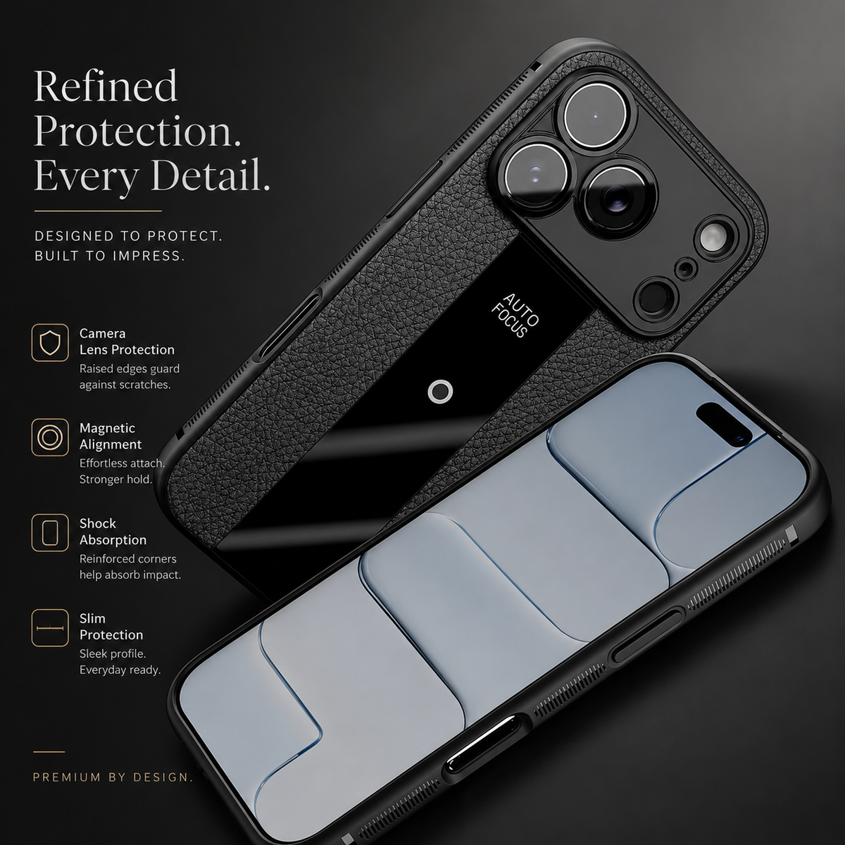 Premium iPhone Case Frosted PU Leather MagSafe Cover Shockproof Non Slip Anti Scratch Full Coverage Case