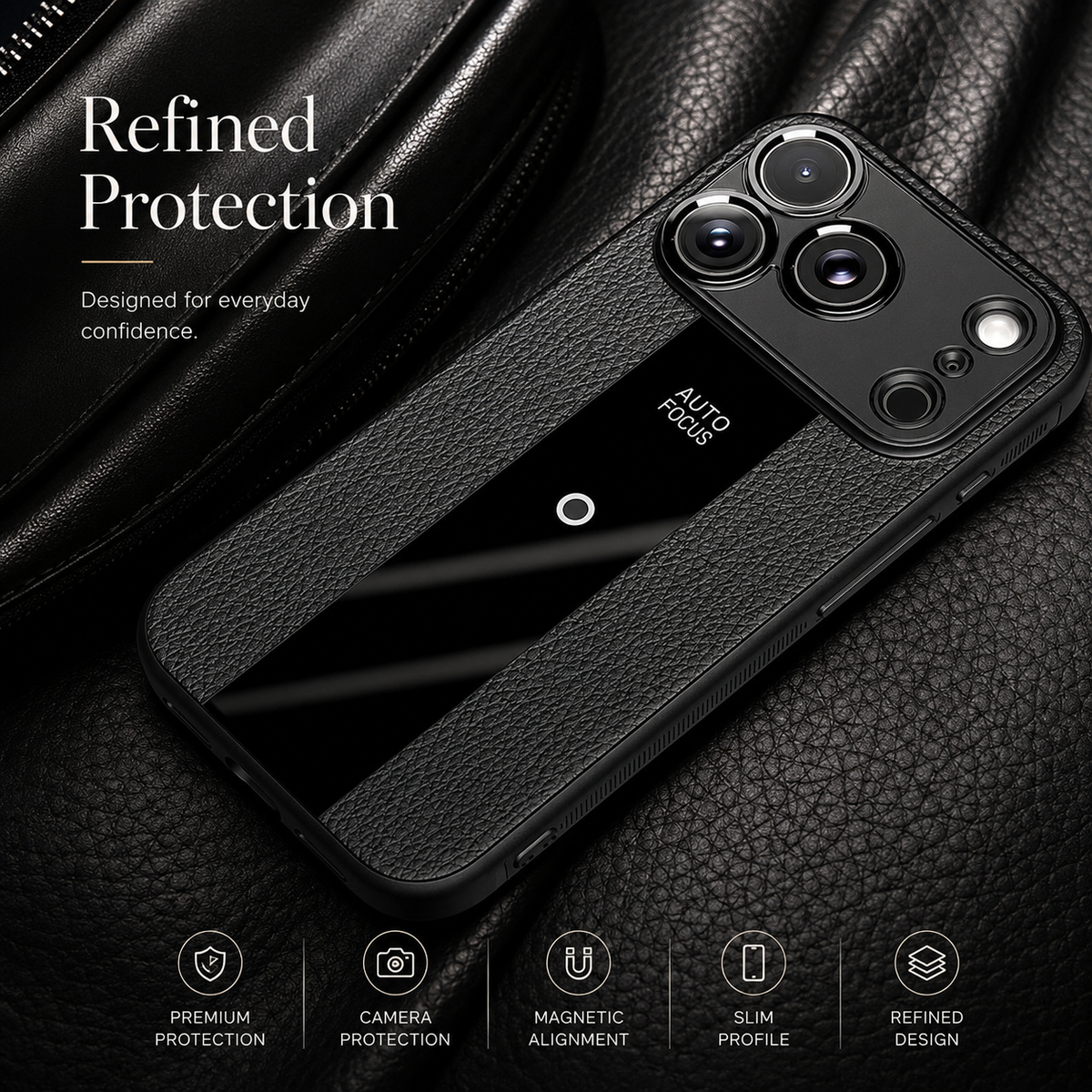 Premium iPhone Case Frosted PU Leather MagSafe Cover Shockproof Non Slip Anti Scratch Full Coverage Case