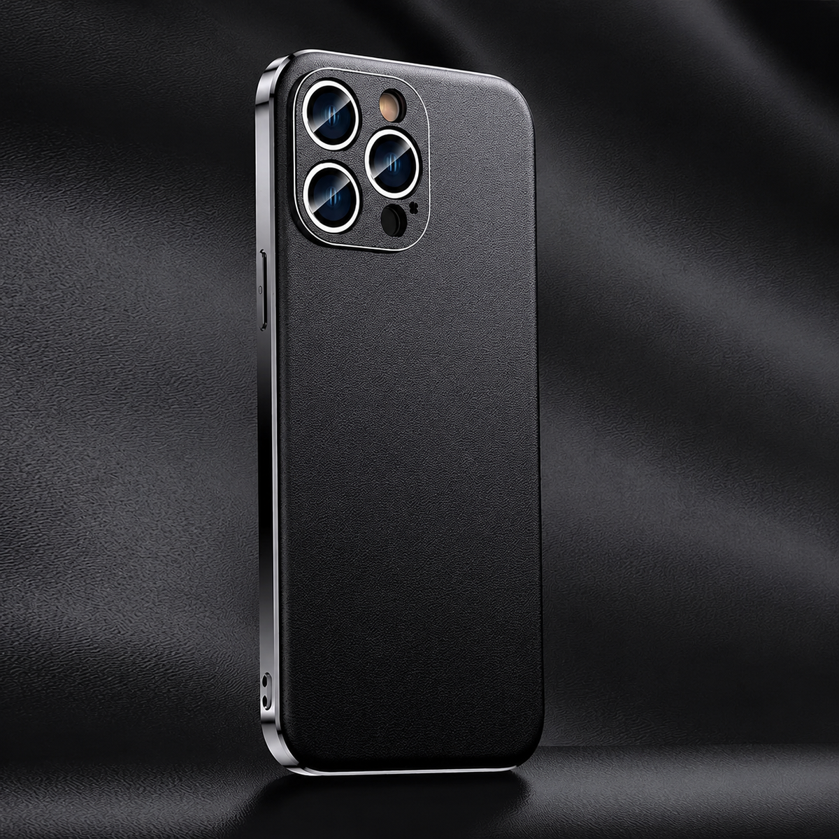 Premium iPhone Case Genuine Cowhide Leather Protective Cover MagSafe Compatible Camera Lens Protection Shockproof Plating Frame Slim Full Coverage
