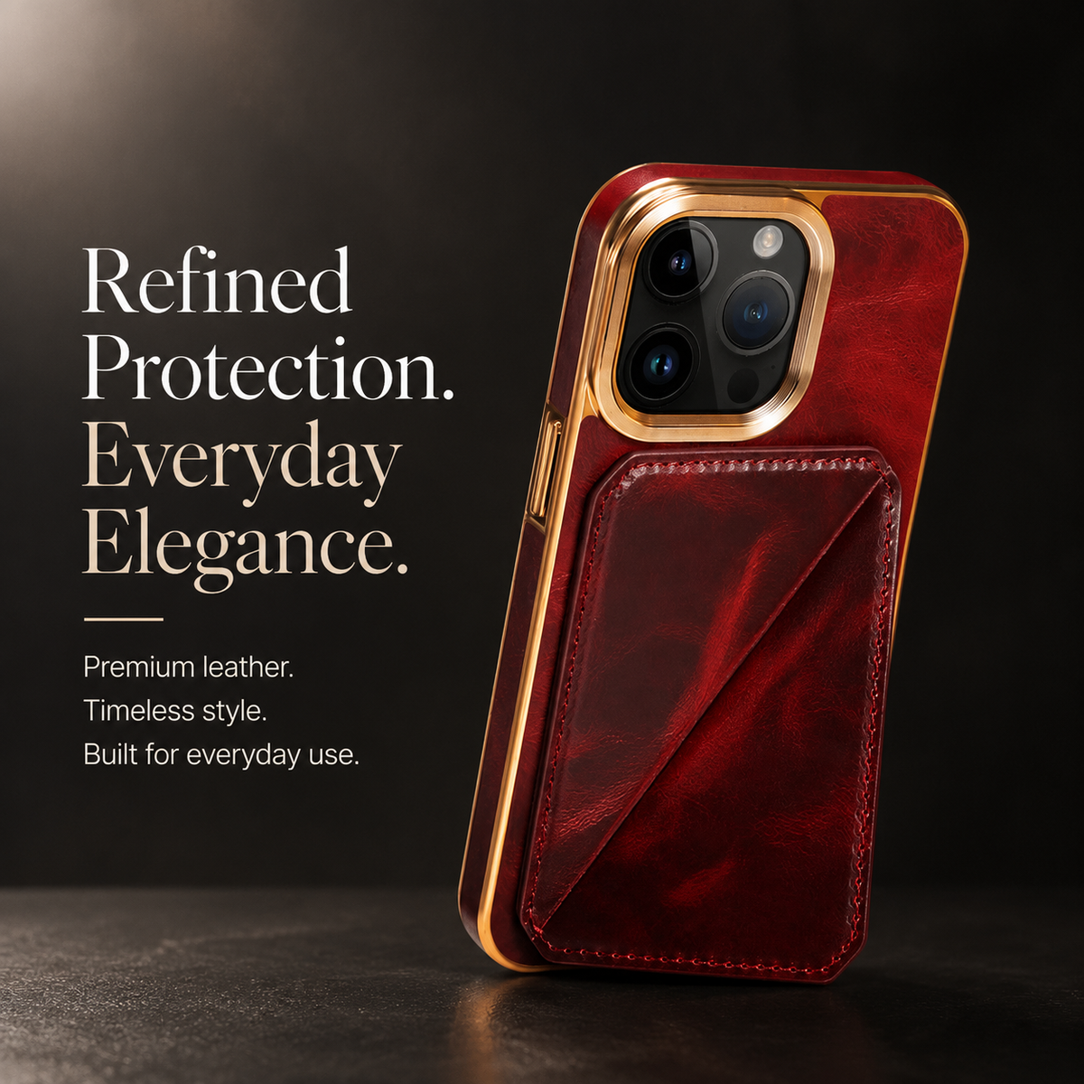Premium iPhone Case Genuine Cowhide Leather Wallet Cover MagSafe Compatible Magnetic Card Holder Shockproof Camera Protection Slim Full Coverage