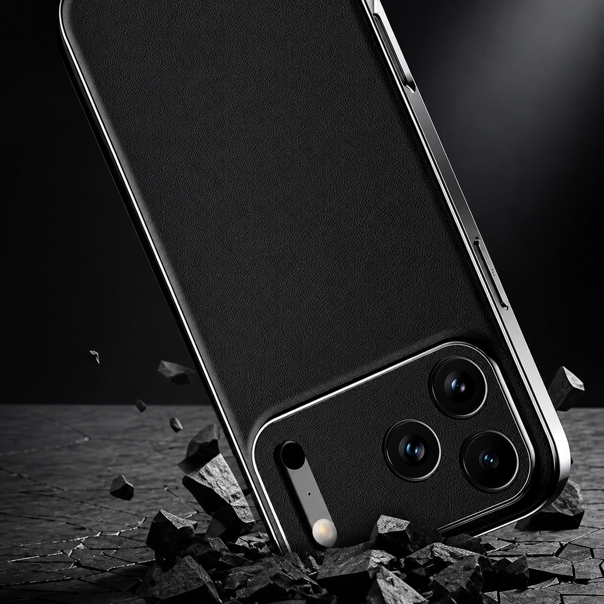 Premium iPhone Case Genuine Leather Cover Shockproof Protective Frame Full Camera Lens Protection Anti Slip Matte Finish Slim Full Coverage