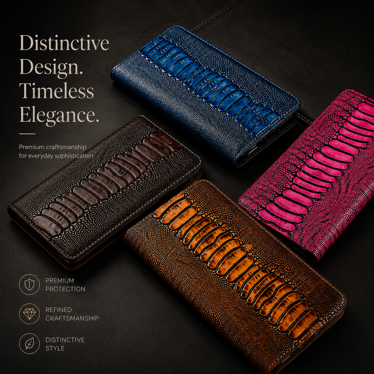 Premium iPhone Case Genuine Leather Flip Wallet Cover MagSafe Compatible Card Holder Magnetic Closure Shockproof Camera Protection Stand Full Coverage