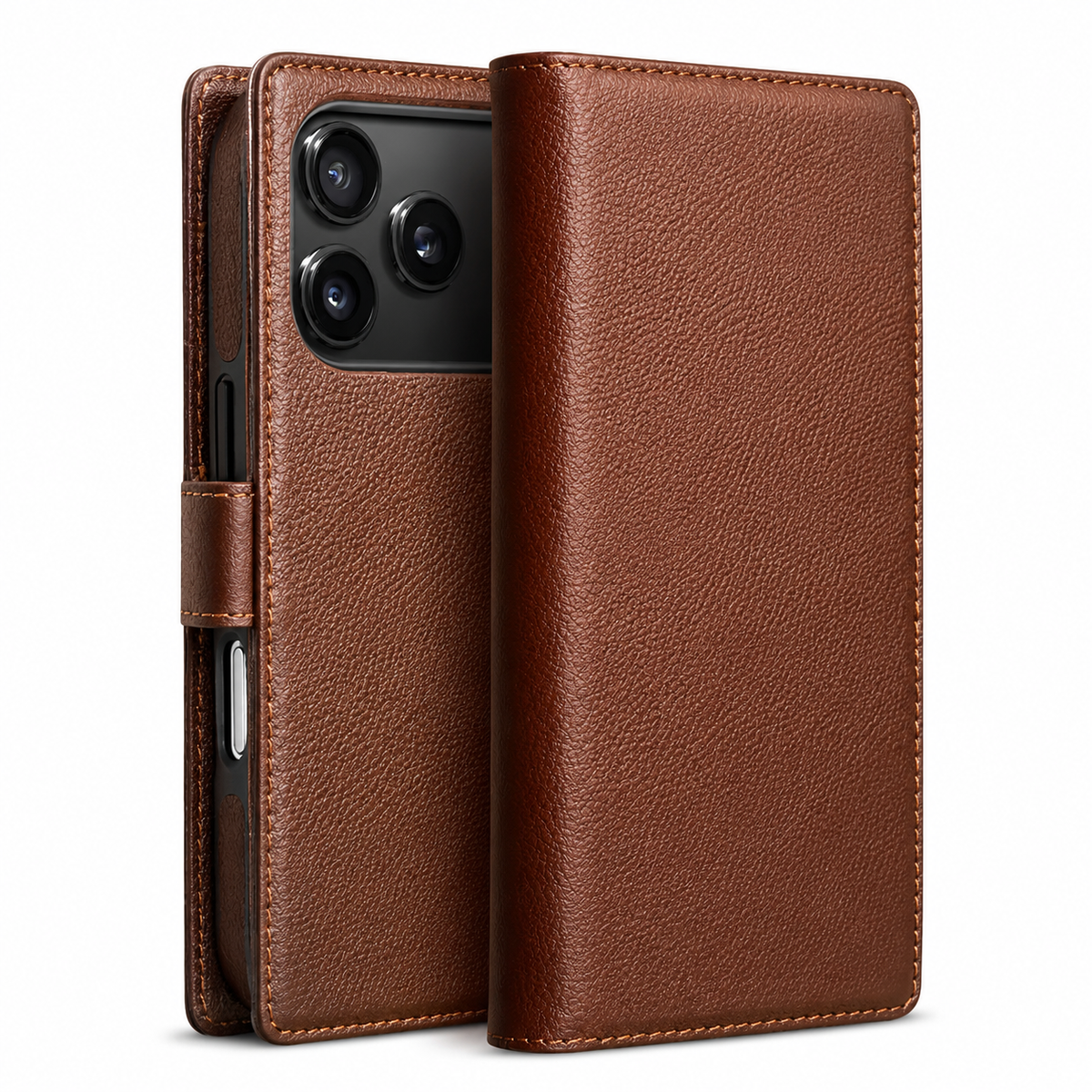 Premium iPhone Case Genuine Leather Wallet Flip Cover Card Holder Kickstand Shockproof Anti Scratch Ultra Slim Full Coverage Protective Design