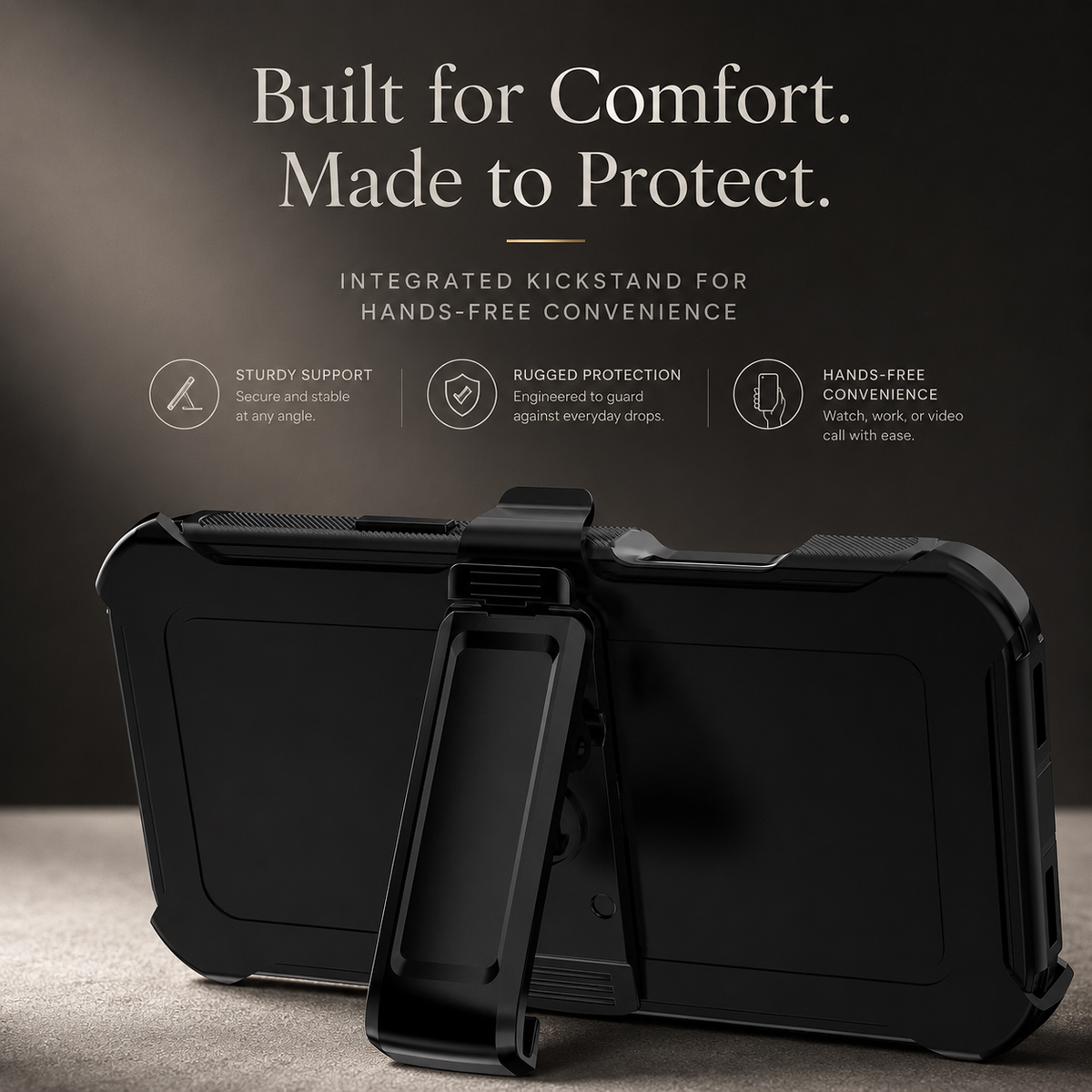Premium iPhone Case Heavy Duty 3 Layer Hybrid Protective Cover Belt Clip Holster Shockproof Hard PC Matte Anti Fingerprint Full Coverage Design