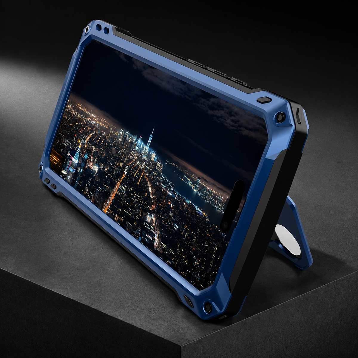 Premium iPhone Case Heavy Duty Metal MagSafe Cover Camera Guard Kickstand 9H Screen Protector Shockproof Aluminum Bumper Full Coverage Protective Design