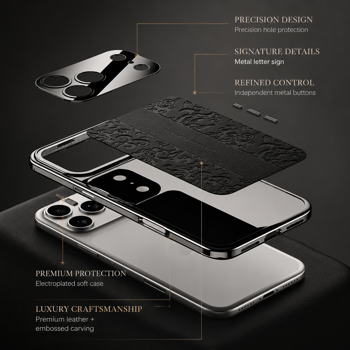 Premium iPhone Case Leather Electroplated Soft TPU Magnetic Shockproof Protective Cover Luxury Slim Half Wrapped Full Coverage Design Anti Scratch Case