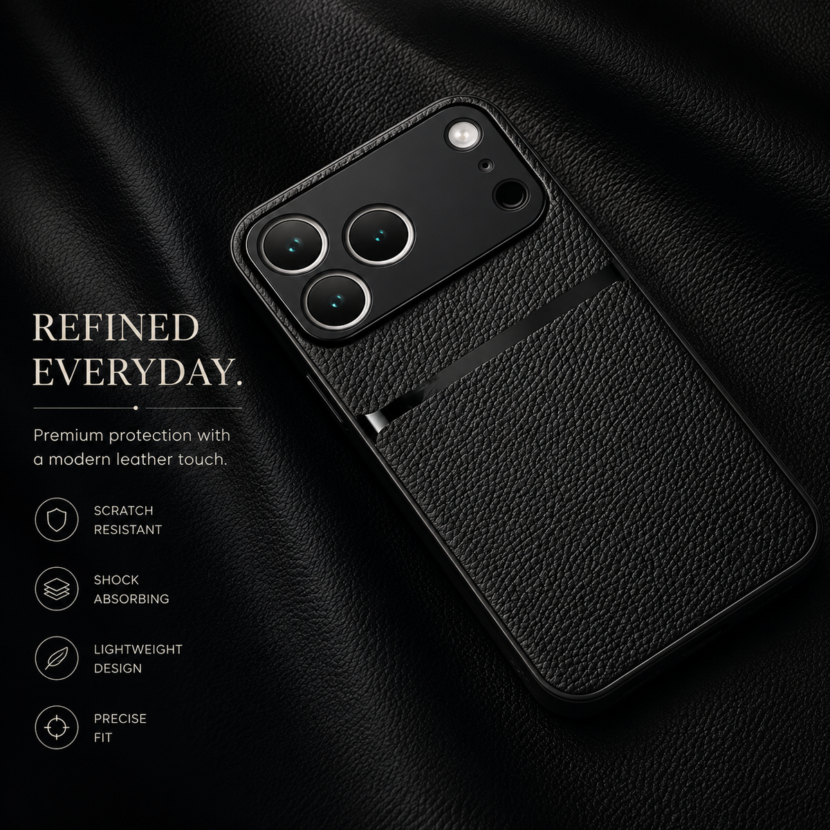Premium iPhone Case Leather Pattern Silicone Back Cover Shockproof Protective Armor Full Coverage Slim Anti Slip Durable Design Protective Phone Case