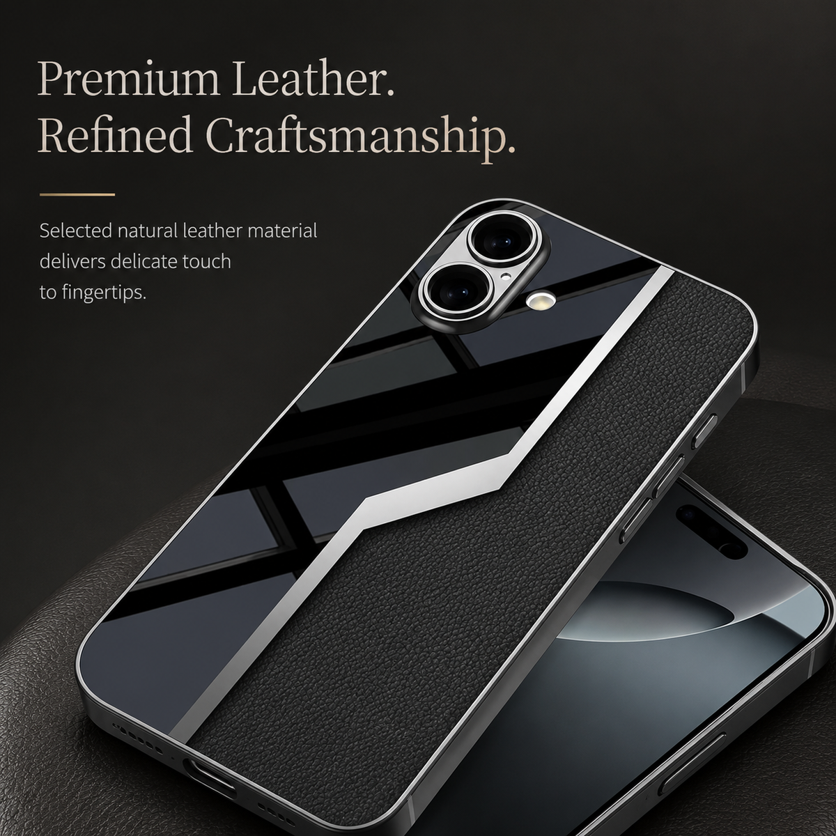 Premium iPhone Case Leather Plating Cover Soft TPU Edge Camera Lens Protection Shockproof Anti Scratch Ultra Thin Full Coverage Protective Design