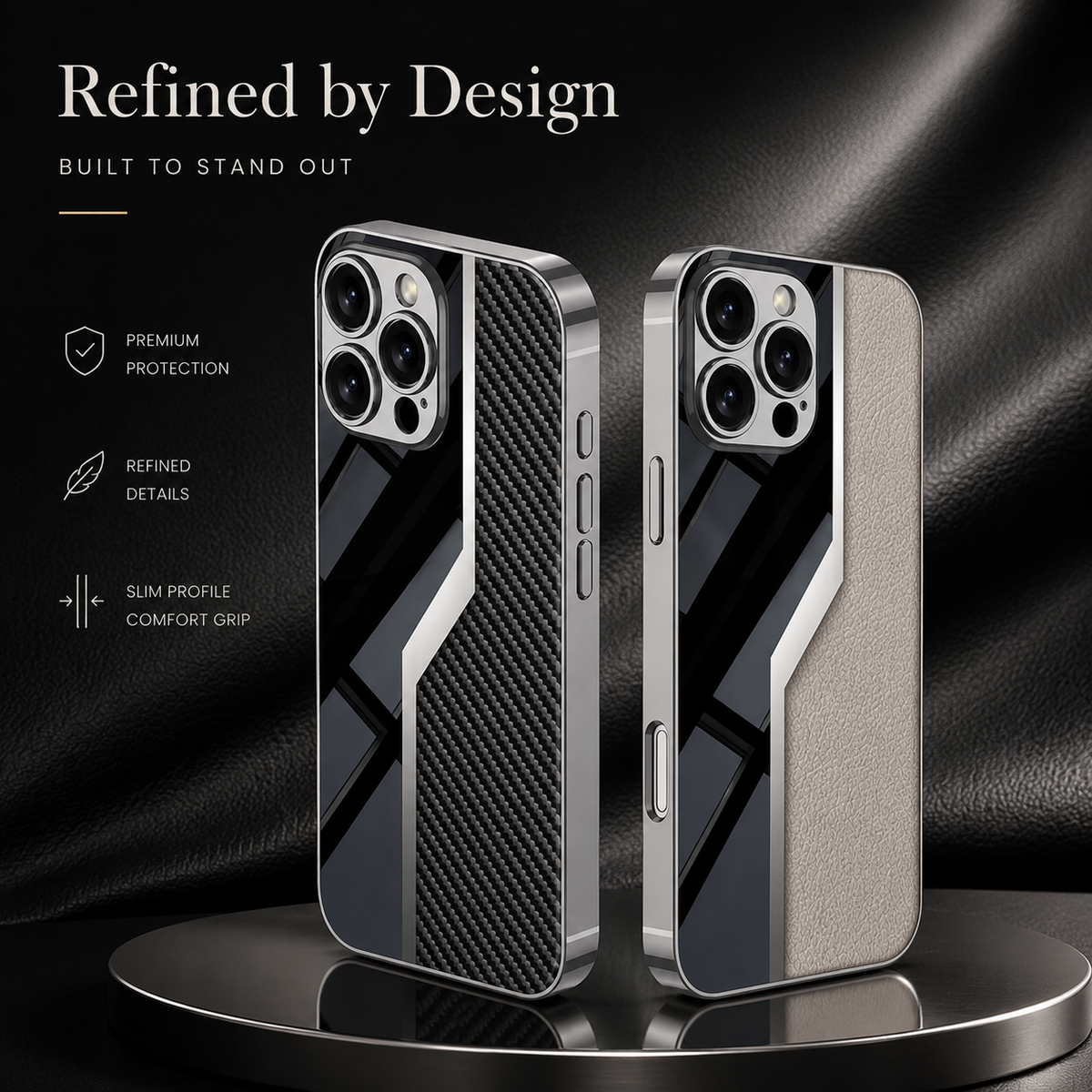 Premium iPhone Case Leather Plating Cover Soft TPU Edge Camera Lens Protection Shockproof Anti Scratch Ultra Thin Full Coverage Protective Design