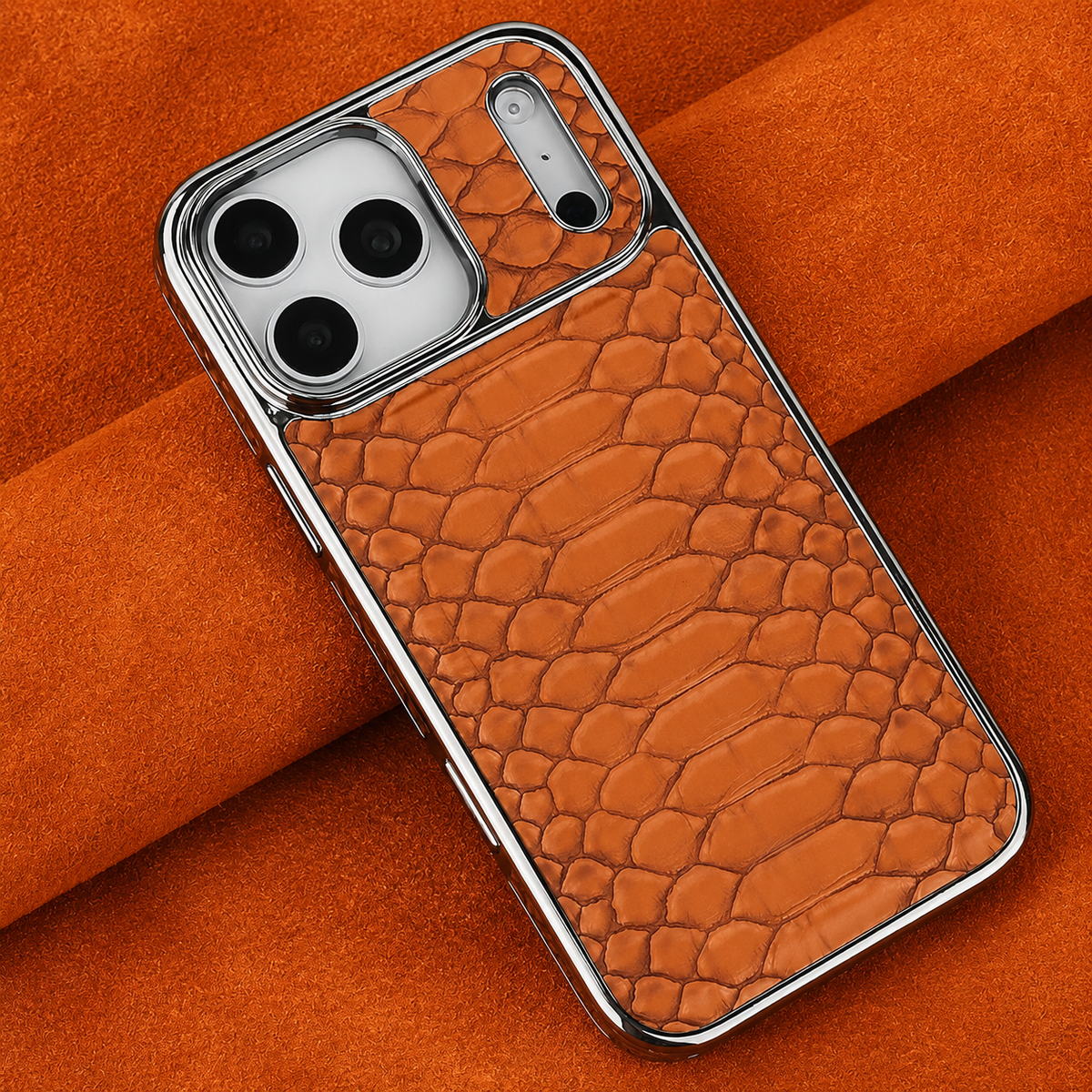 Premium iPhone Case Leather Snake Pattern Cover Soft Flannel Lining Anti Scratch Non Slip Slim Lightweight Protective Fashion Design Half Wrapped