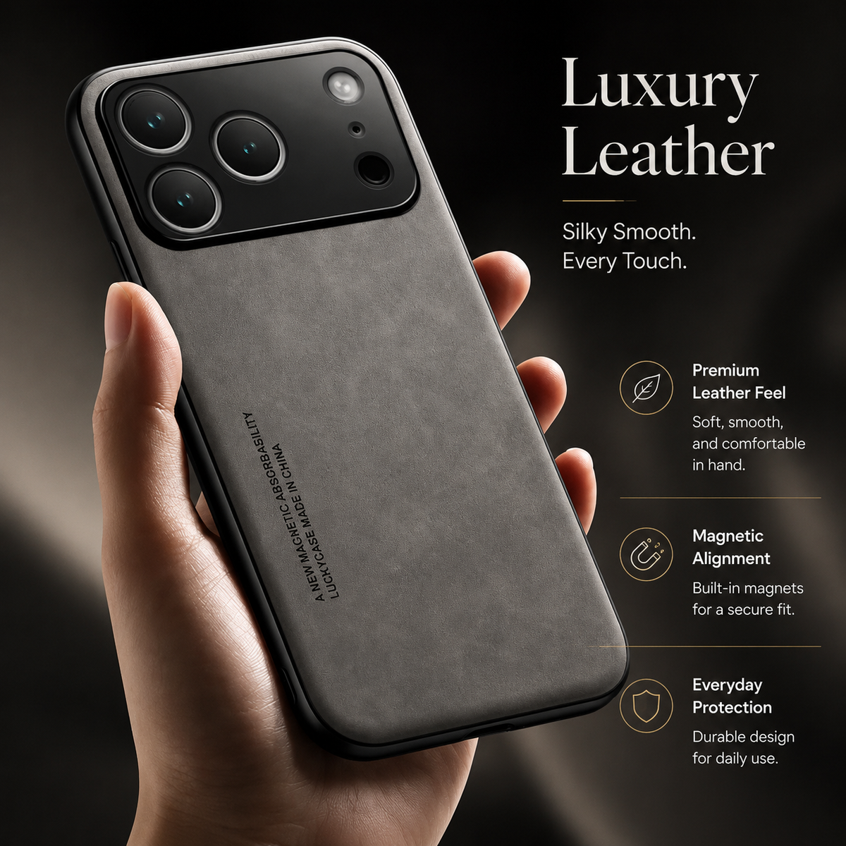 Premium iPhone Case Leather TPU Hybrid Magnetic Car Mount Compatible Protective Cover Shockproof Anti Scratch Full Coverage Wallet Style Design