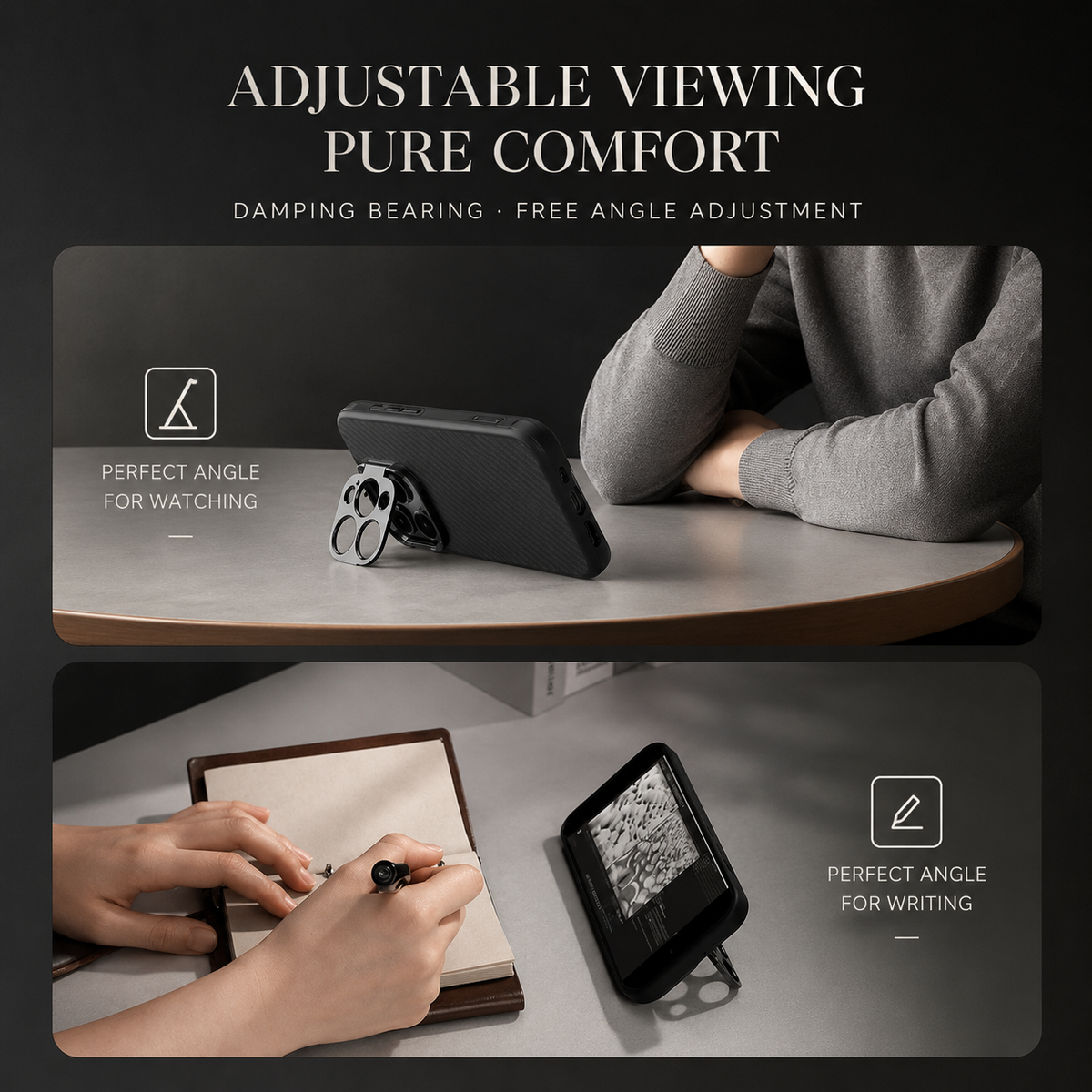Premium iPhone Case MagSafe Compatible 600D Kevlar Aramid Cover Invisible Camera Ring Stand Shockproof Slim Half Wrapped Protective Design