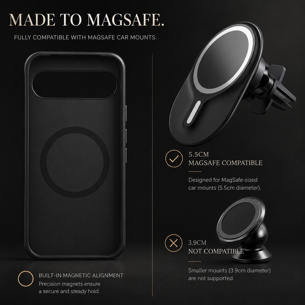 Premium iPhone Case MagSafe Compatible 600D Kevlar Aramid Cover Invisible Camera Ring Stand Shockproof Slim Half Wrapped Protective Design