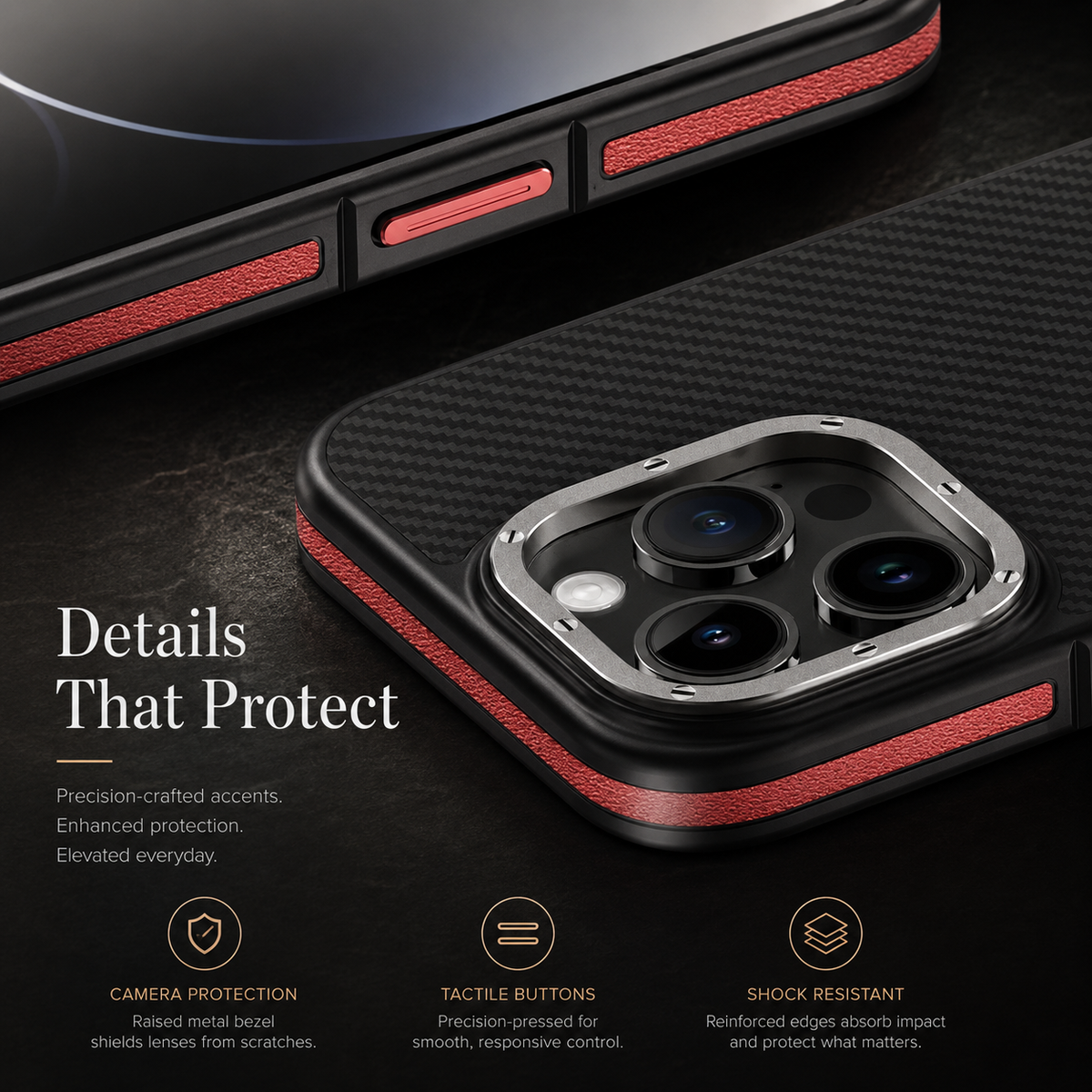 Premium iPhone Case MagSafe Compatible 600D Kevlar Carbon Fiber Cover Metal Camera Ring Shockproof Anti Scratch Slim Half Wrapped Design