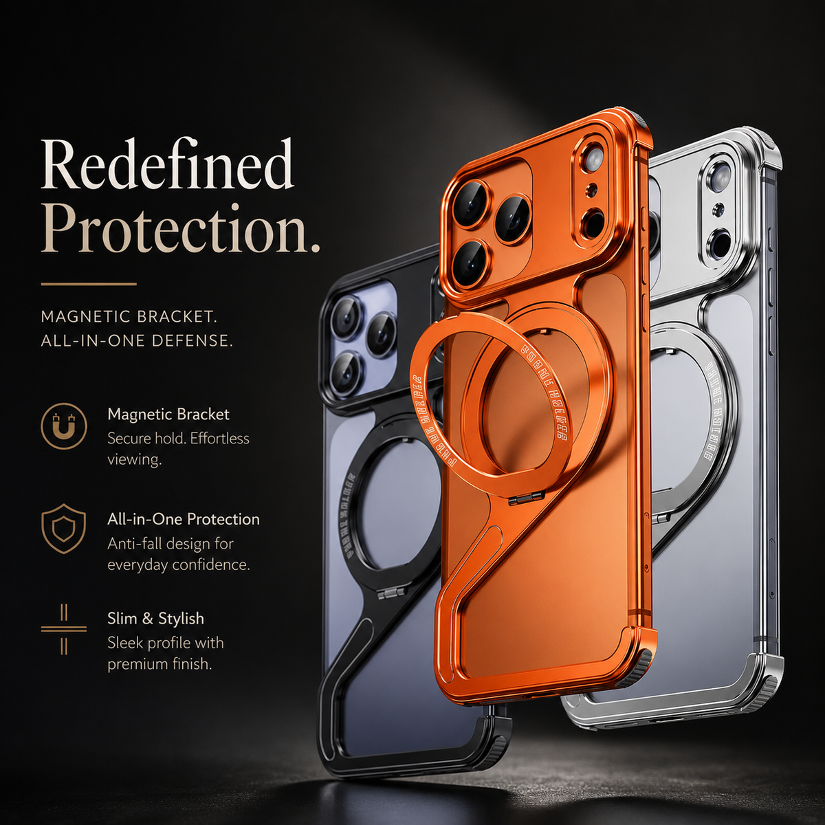 Premium iPhone Case MagSafe Compatible Aluminum Alloy Frameless Magnetic Bumper Z Shape Shockproof Metal Edge Slim Lightweight Camera Protection