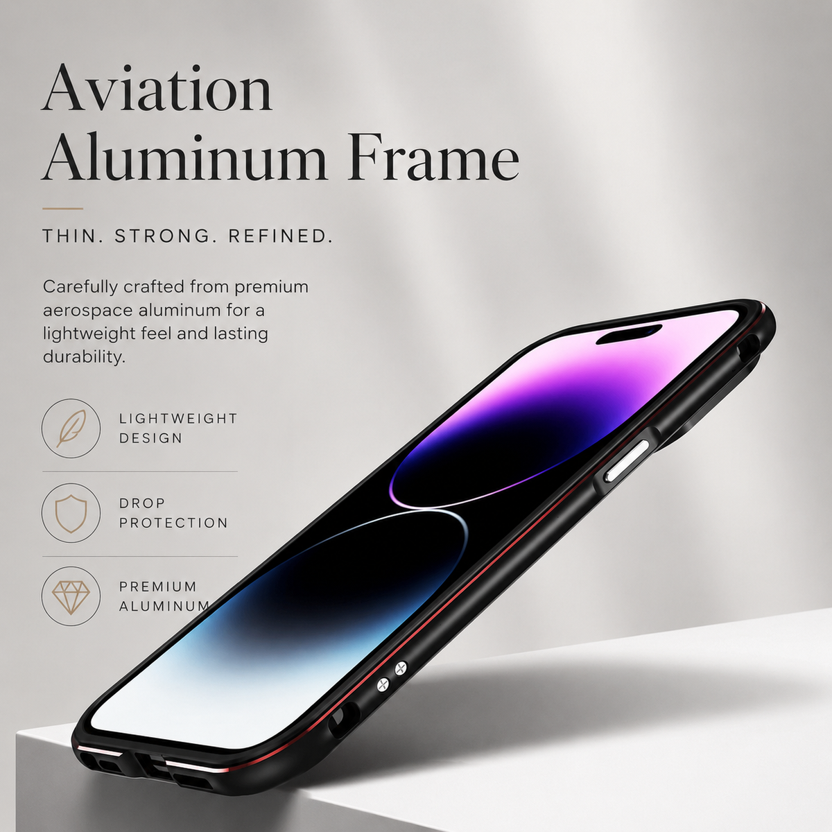 Premium iPhone Case MagSafe Compatible Aluminum Bumper Cover Metal Camera Guard Shockproof Slim Edge Frame Anti Scratch Protective Design