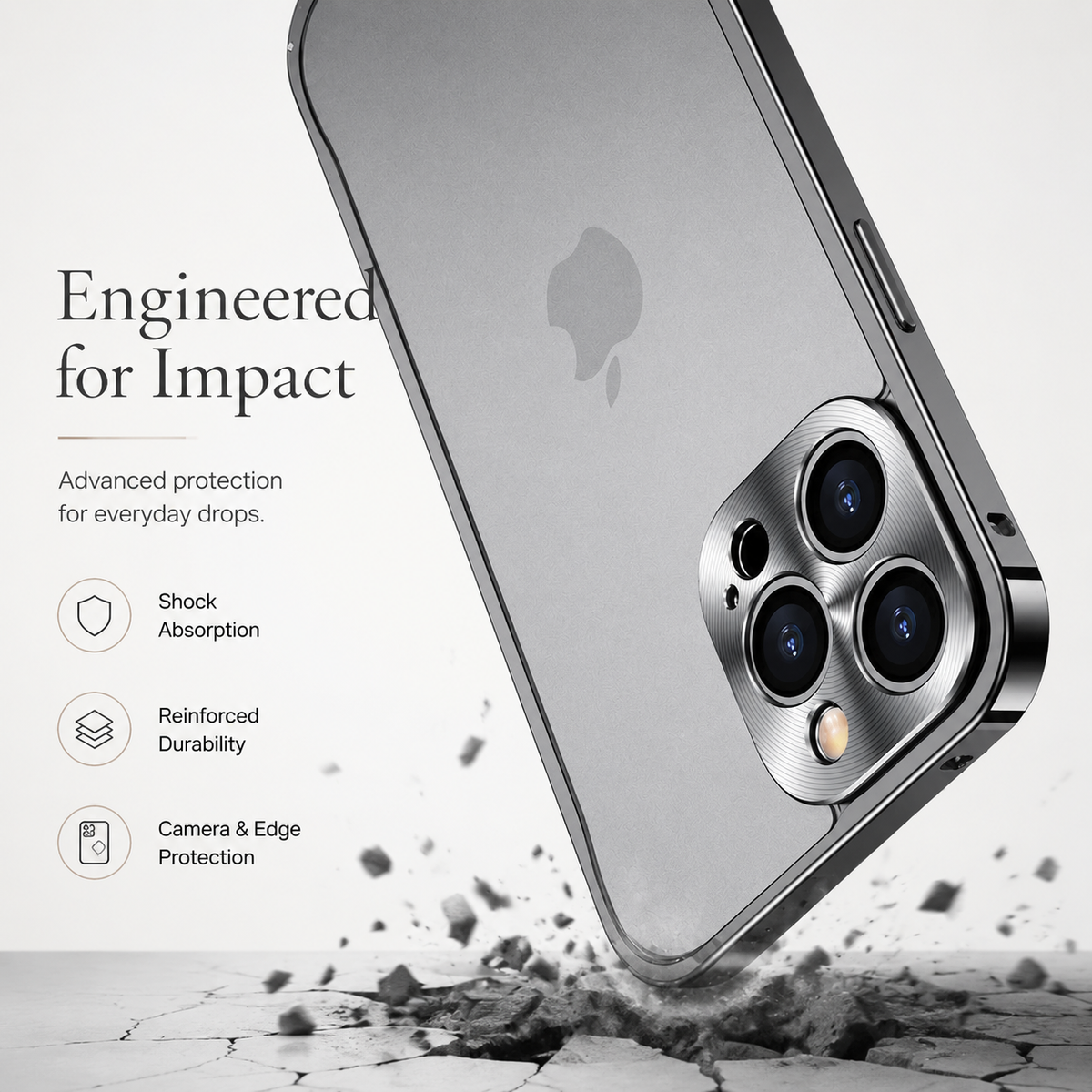 Premium iPhone Case MagSafe Compatible Aluminum Frame Cover Magnetic Edge Protection Camera Lens Guard Shockproof Slim Metal Full Coverage Design