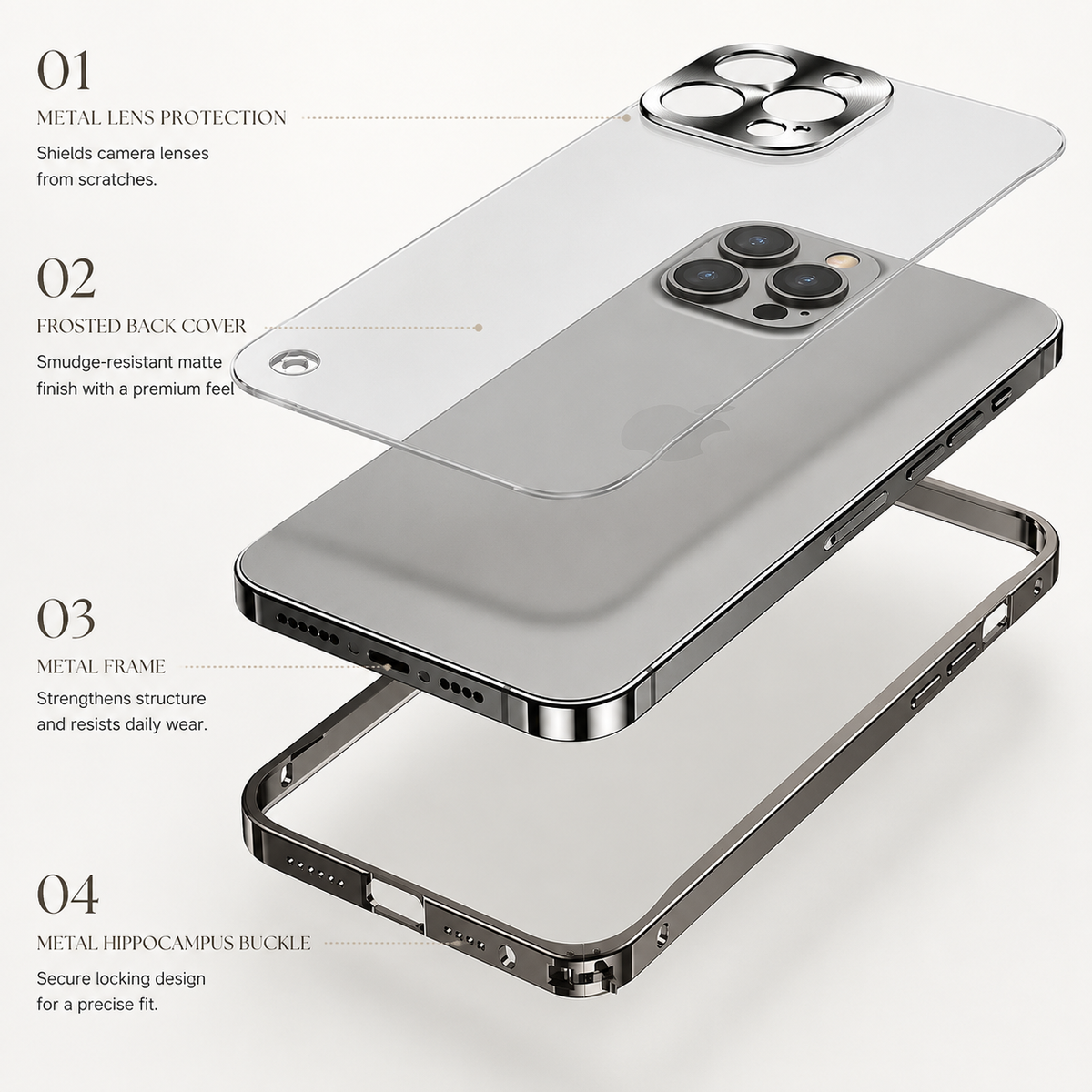 Premium iPhone Case MagSafe Compatible Aluminum Frame Cover Magnetic Edge Protection Camera Lens Guard Shockproof Slim Metal Full Coverage Design