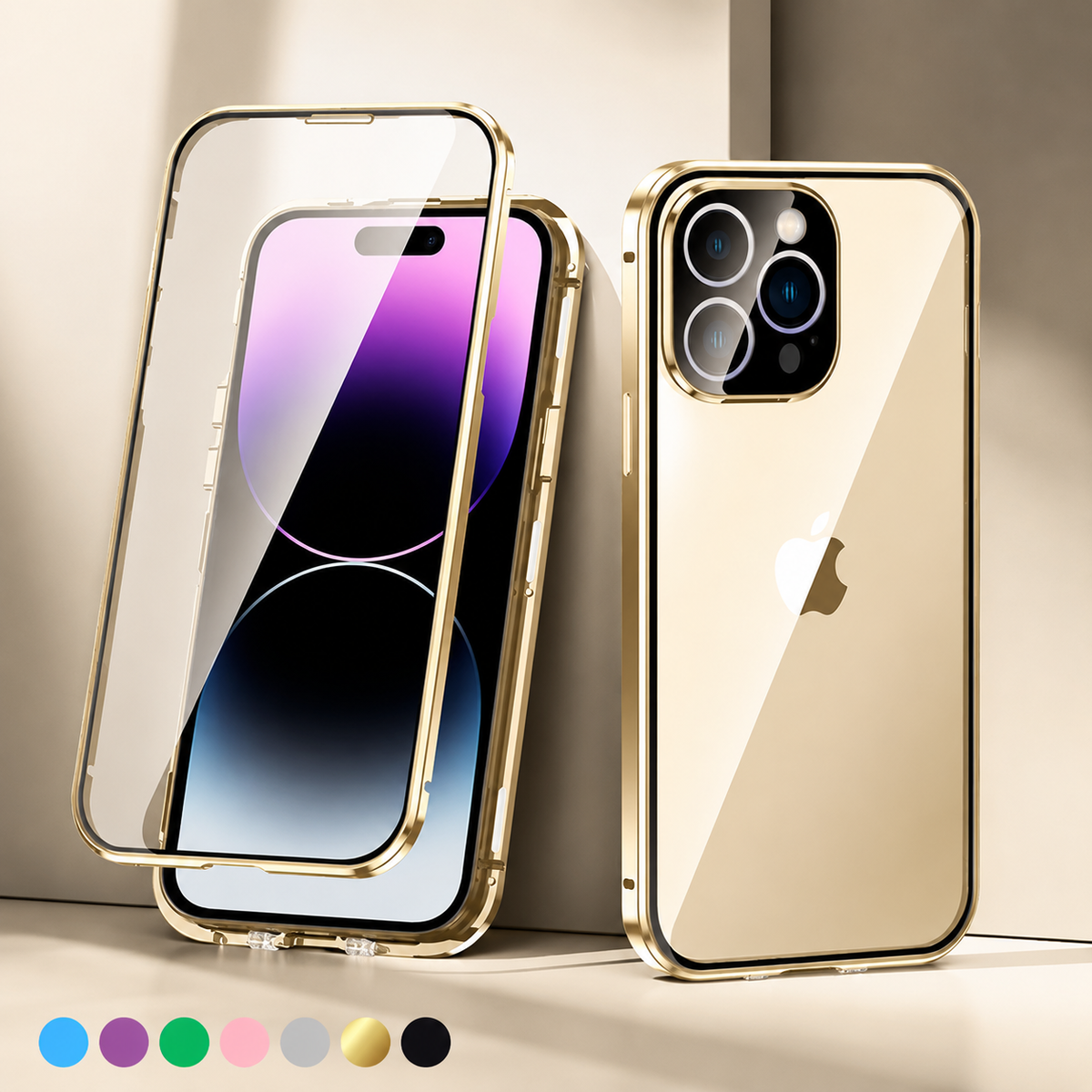Premium iPhone Case MagSafe Compatible Aluminum Glass Full Body Cover Transparent Magnetic Shockproof Protective 360 Camera Lens Guard Slim Design