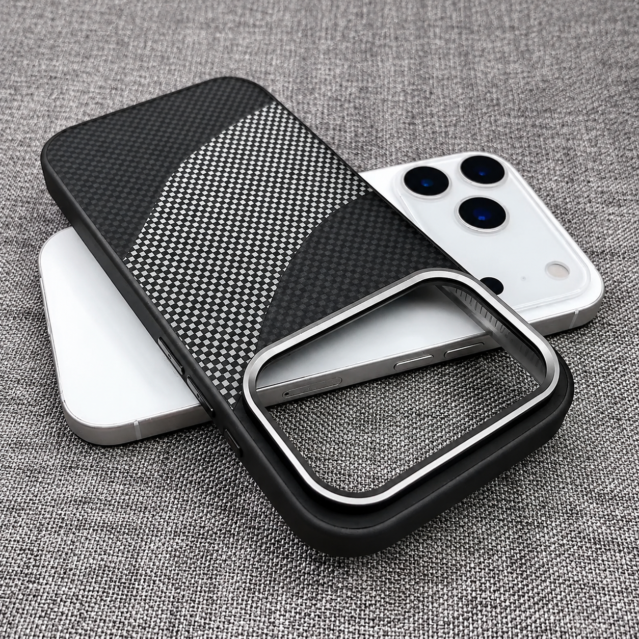 Premium iPhone Case MagSafe Compatible Carbon Fiber Armor Cover Alloy Camera Guard Shockproof Full Coverage Non Slip PC Anti Scratch Design