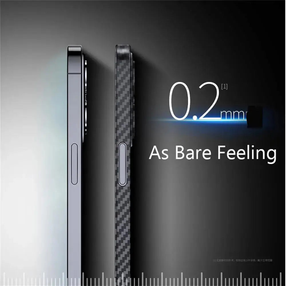 Premium iPhone Case MagSafe Compatible Carbon Fiber Matte PP Back Ultra Thin 0.2mm Lightweight Scratch Resistant Slim Minimal Cover