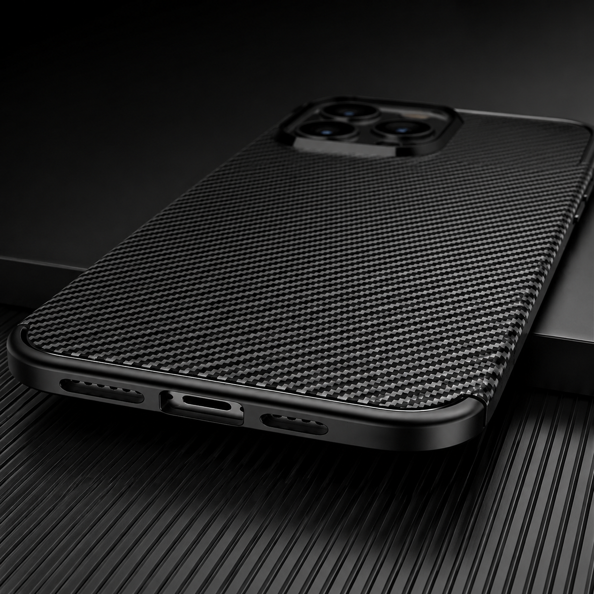Premium iPhone Case MagSafe Compatible Carbon Fiber Texture Silicone Cover Ultra Thin Shockproof Protective Camera Lens Guard Slim Full Coverage Design
