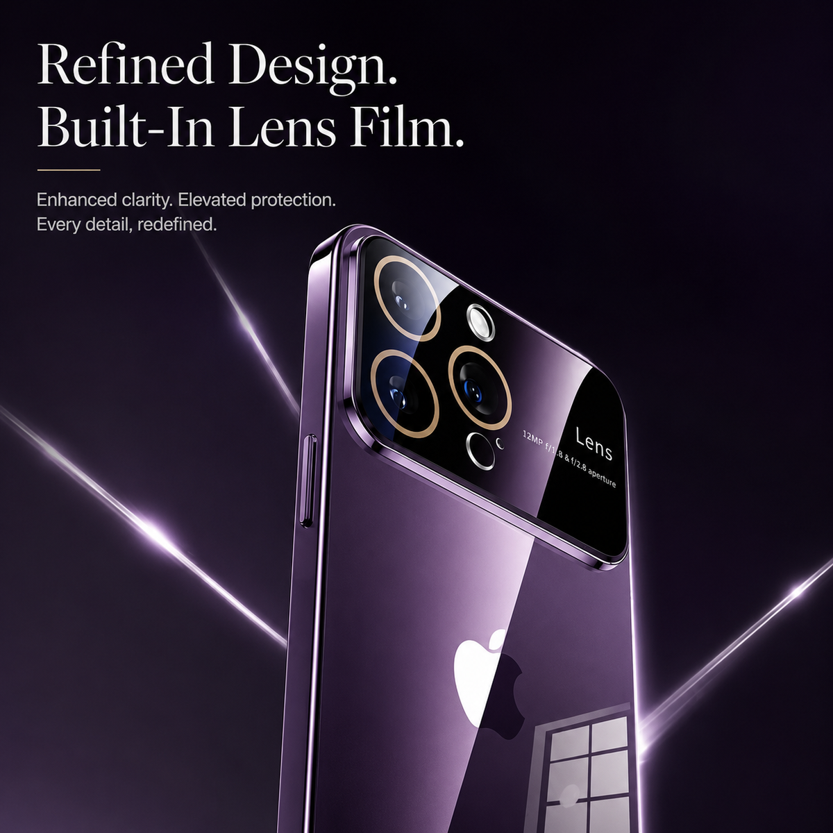 Premium iPhone Case MagSafe Compatible Clear Acrylic Cover Tempered Glass Camera Guard Plated Edge Magnetic Shockproof Anti Scratch Slim Design