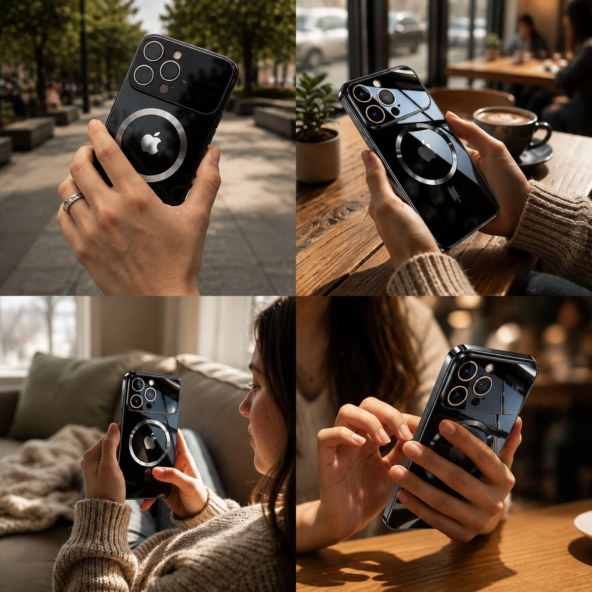 Premium iPhone Case MagSafe Compatible Clear Glass Back Cover Silicone Bumper Magnetic Shock Absorbing Protective Camera Lens Guard Ultra Thin Design