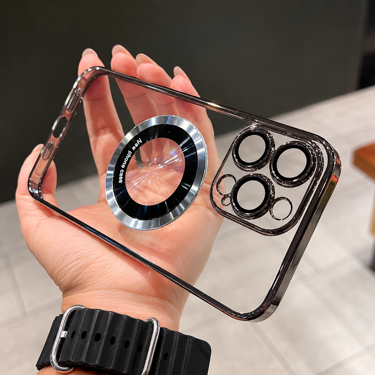 Premium iPhone Case MagSafe Compatible Clear Plated Cover Transparent Magnetic Ring Shockproof Protective Camera Lens Guard Ultra Thin Slim Design