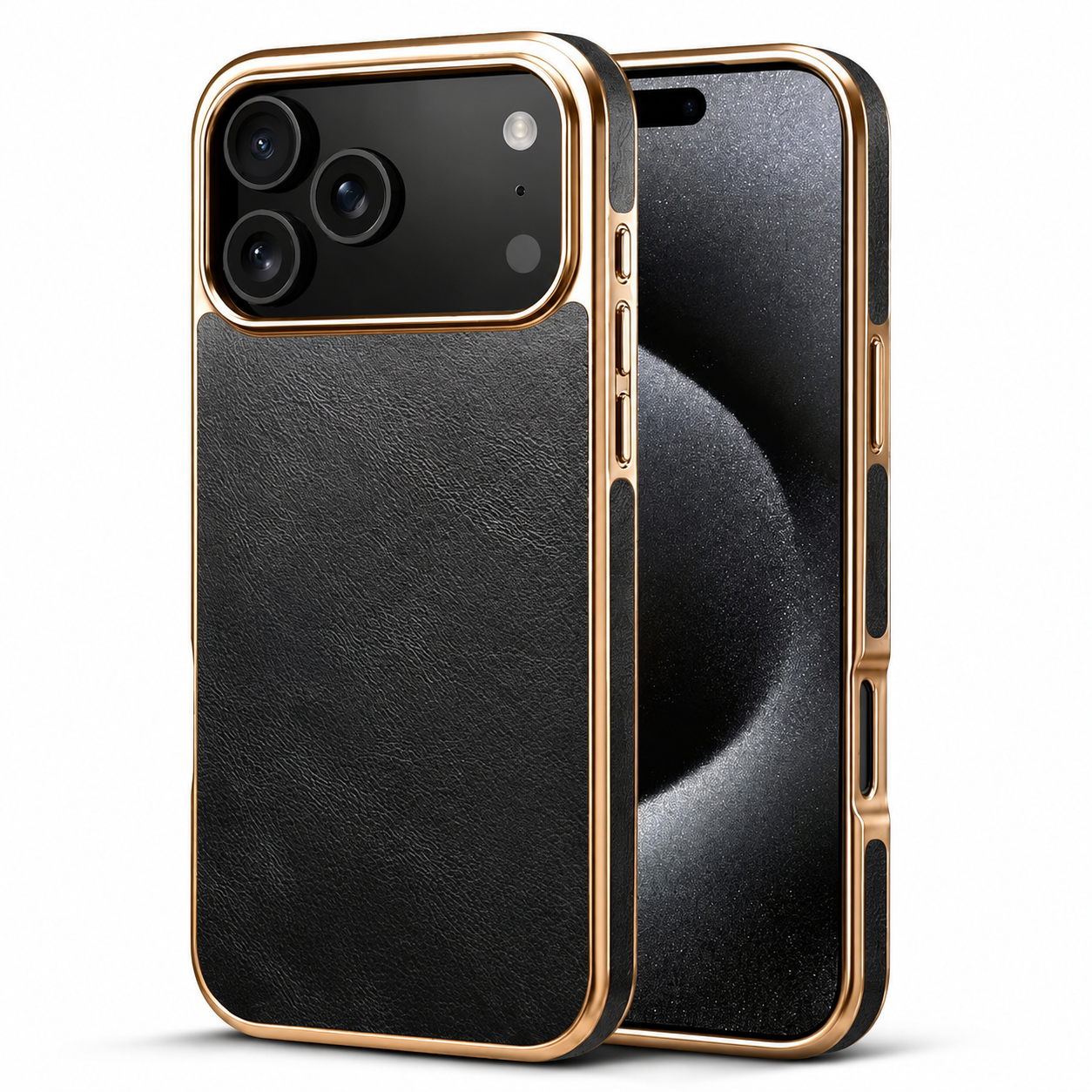 Premium iPhone Case MagSafe Compatible Cowhide Leather Cover Electroplated Edge Camera Protection Shockproof Anti Scratch Non Slip Slim Lightweight Design