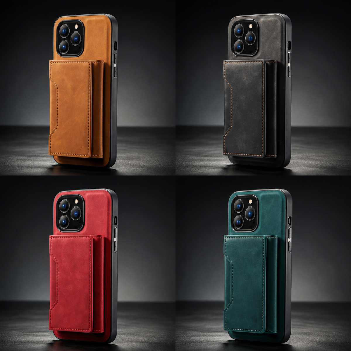 Premium iPhone Case MagSafe Compatible Detachable Leather Wallet Cover Card Holder Magnetic Stand Shockproof Protective Camera Lens Guard Slim Design