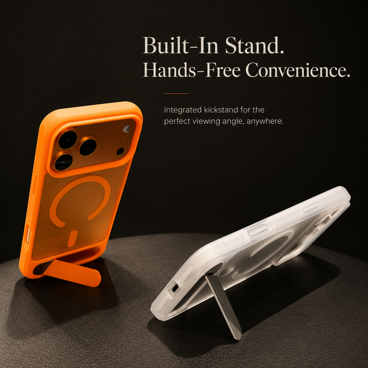 Premium iPhone Case MagSafe Compatible Foldable Stand Cover Shockproof PC Matte Anti Fingerprint Non Slip Camera Protection Half Wrapped Design