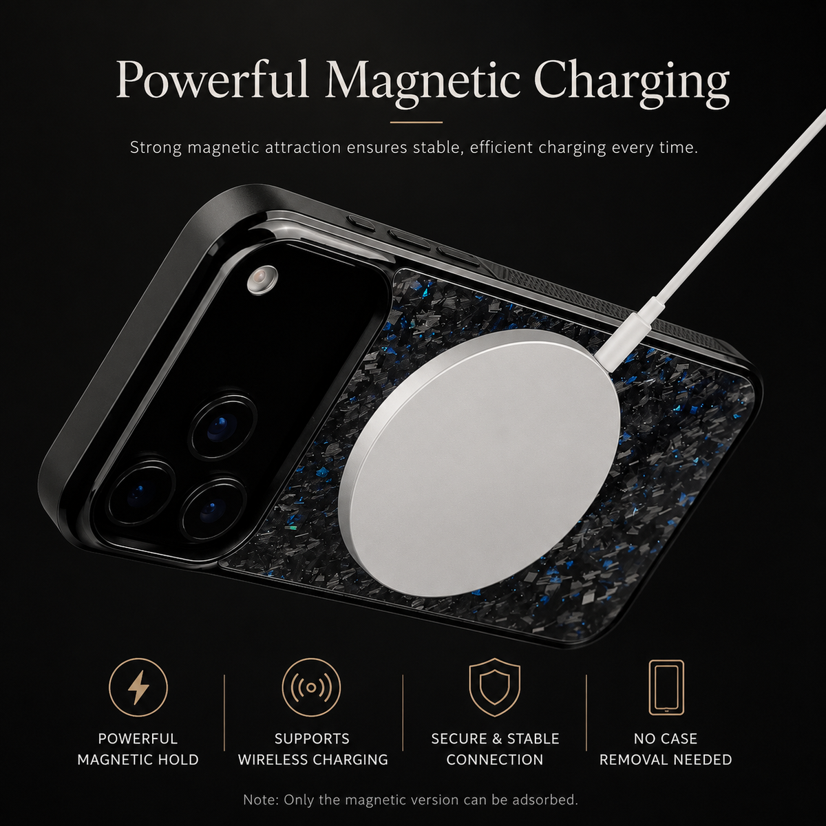 Premium iPhone Case MagSafe Compatible Forged Carbon Fiber Cover Shockproof TPU Hybrid Camera Protection Non Slip Slim Full Coverage Design