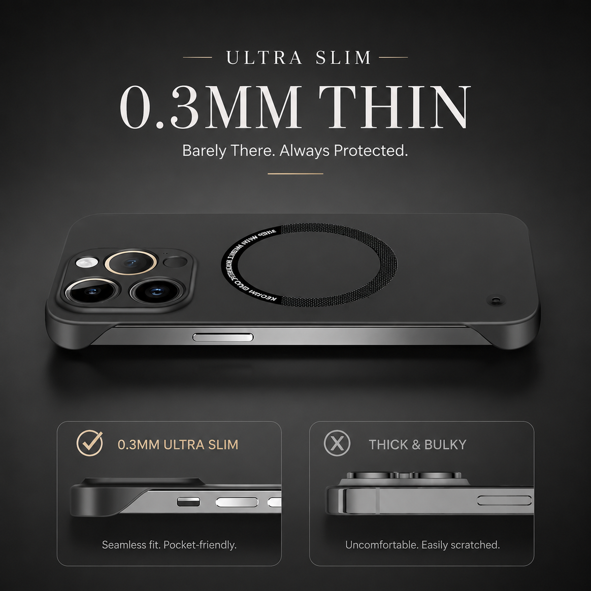 Premium iPhone Case MagSafe Compatible Genuine Leather Cover Magnetic Shock Absorbing Protective Camera Lens Guard Slim Full Coverage Design