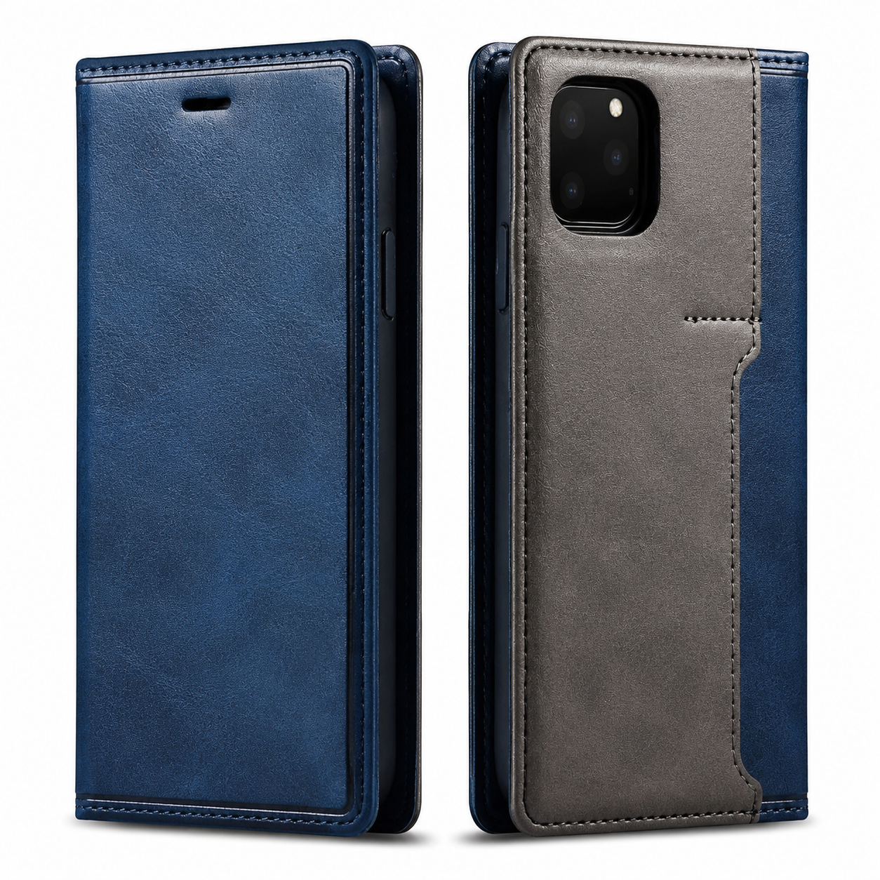 Premium iPhone Case MagSafe Compatible Genuine Leather Flip Wallet Cover Card Holder Magnetic Closure Shockproof Camera Lens Protection Slim Design