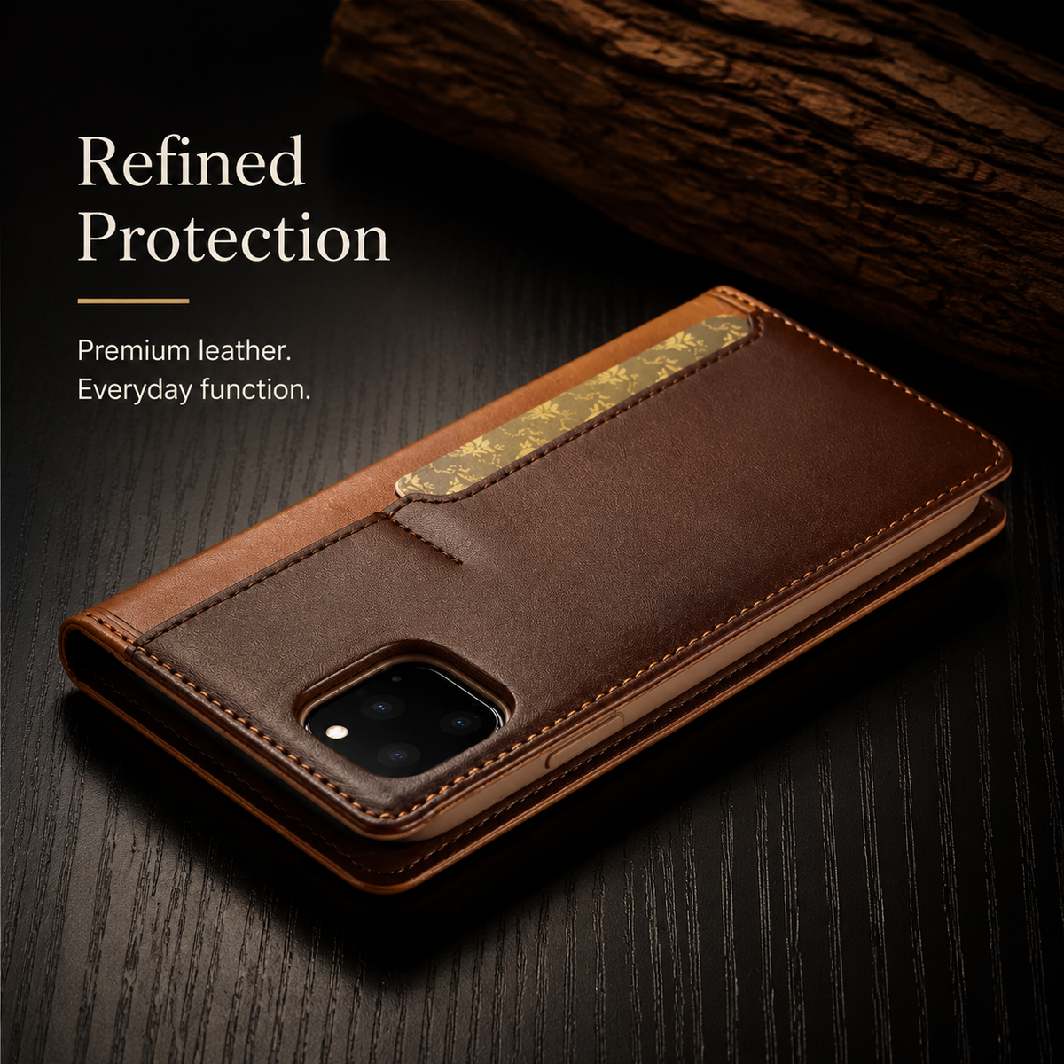 Premium iPhone Case MagSafe Compatible Genuine Leather Flip Wallet Cover Card Holder Magnetic Closure Shockproof Camera Lens Protection Slim Design