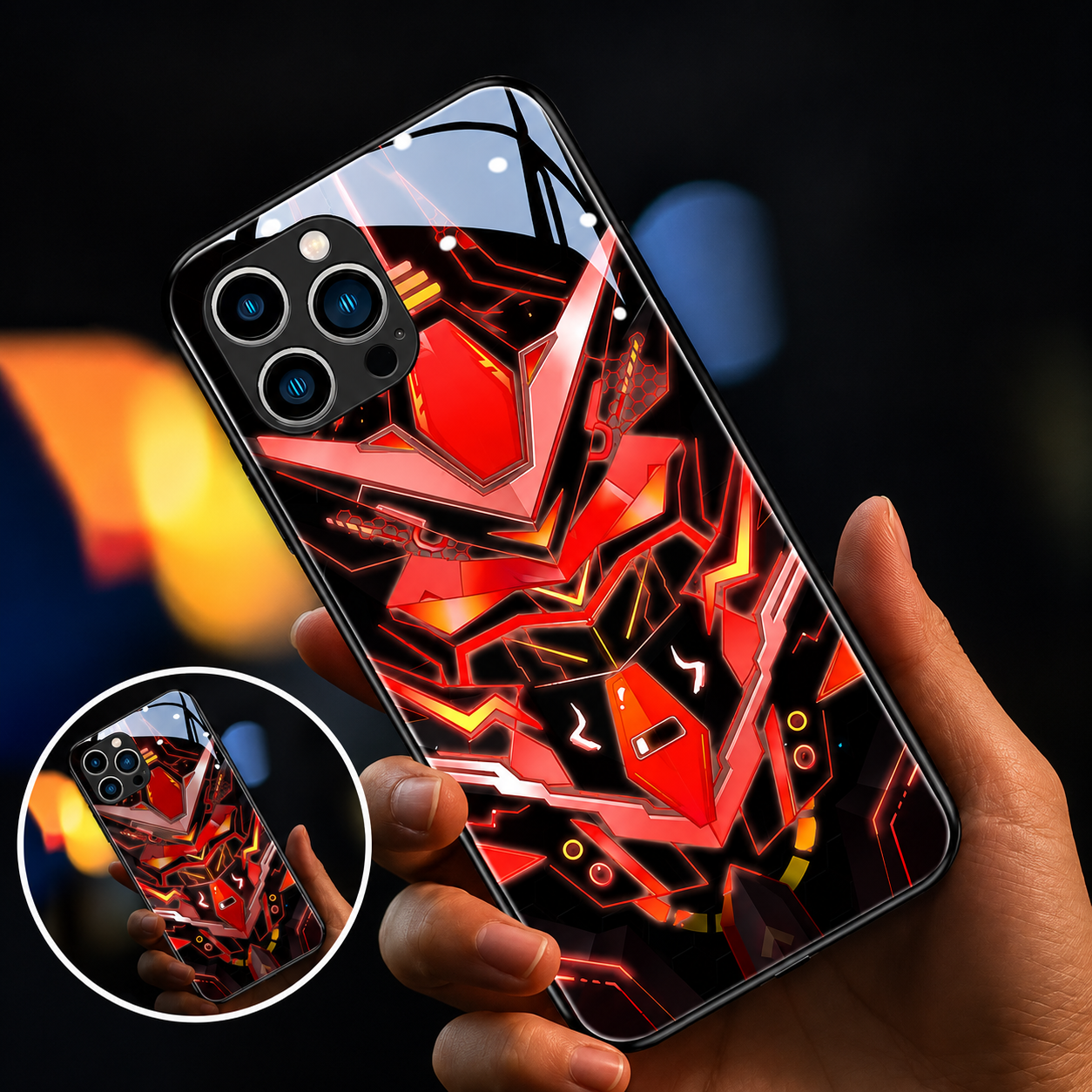 Premium iPhone Case MagSafe Compatible LED Notification Cover Mecha Design Magnetic Shockproof Protective Camera Lens Guard Slim Full Coverage