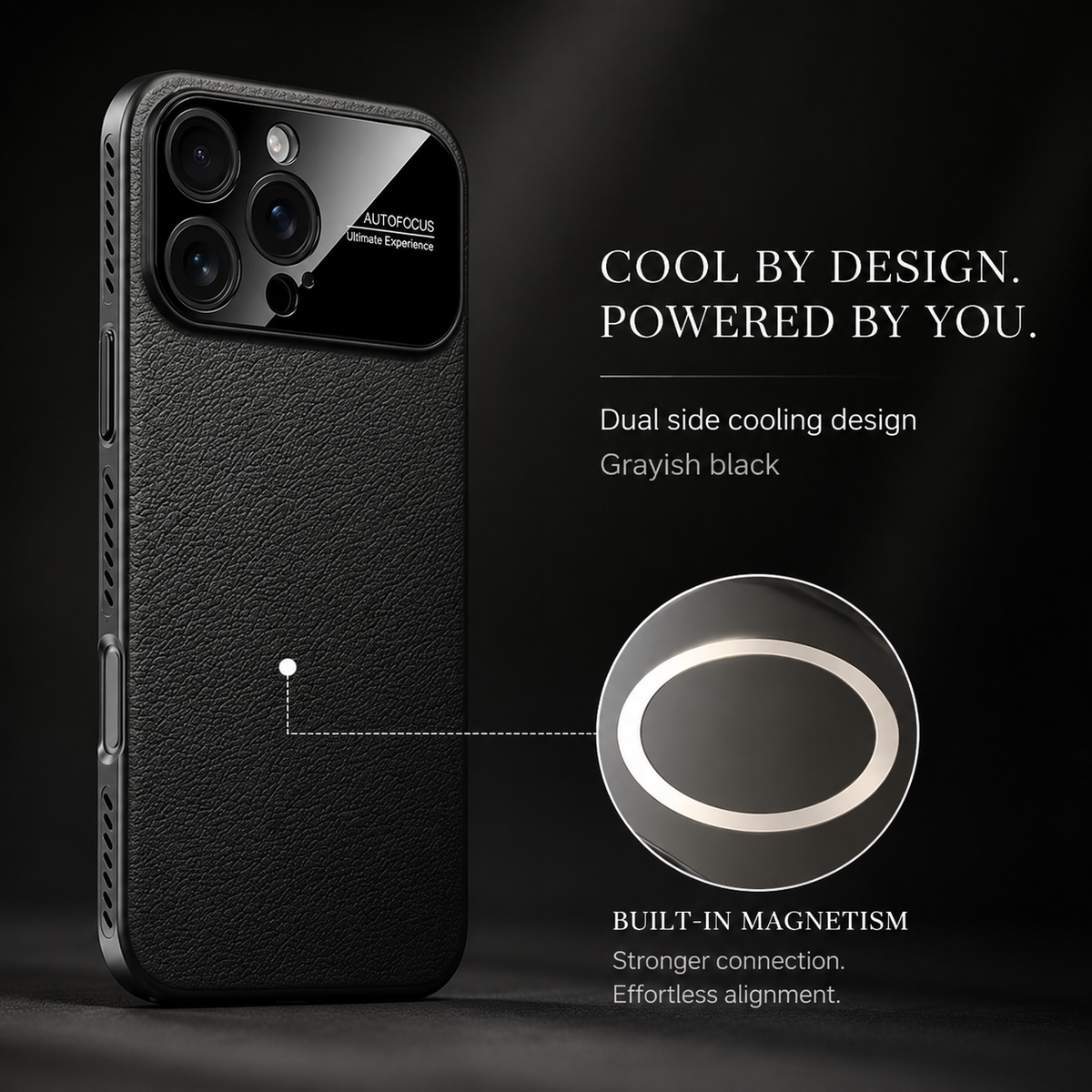 Premium iPhone Case MagSafe Compatible Leather Cover Side Vent Cooling Slim Half Wrapped Anti Fingerprint Non Slip Shockproof Protective Design
