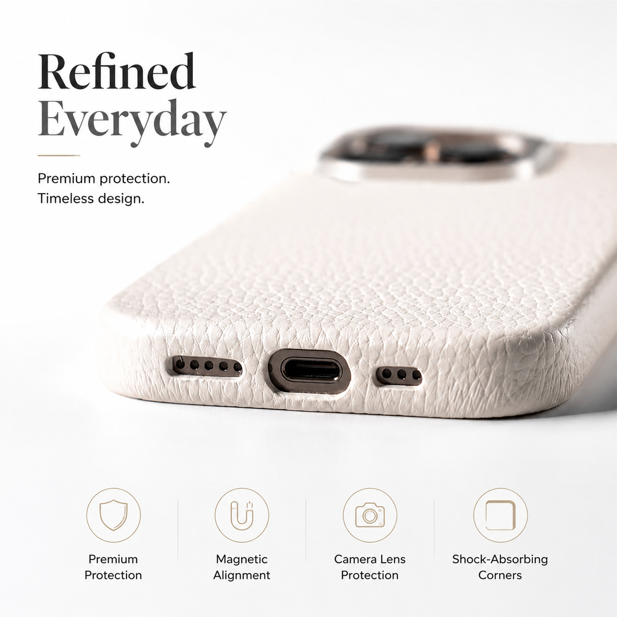 Premium iPhone Case MagSafe Compatible Leather Protective Cover Camera Lens Protection Shockproof Anti Scratch Business Slim Full Coverage