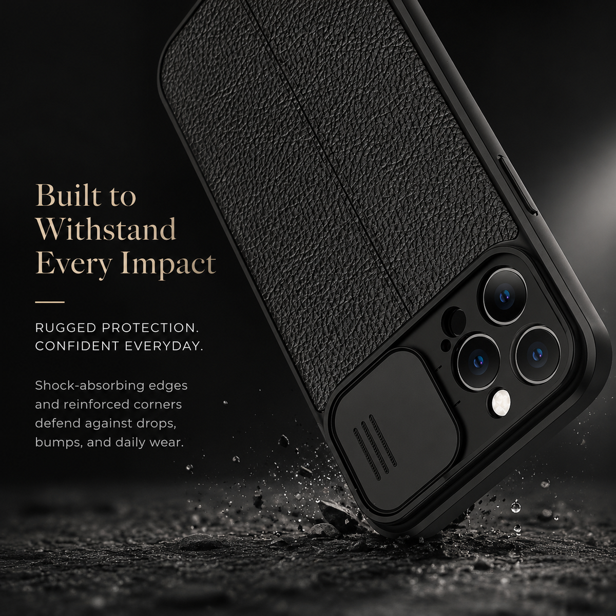 Premium iPhone Case MagSafe Compatible Leather Texture Sliding Camera Cover Magnetic Cover Shockproof Protective Lens Guard Slim Design